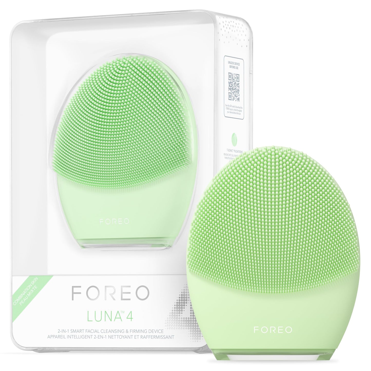 FOREO LUNA 4 Face Cleansing Brush - Massager - Anti Aging - Enhances Absorption of Facial Skin Care Products - Simple Skin Care Tools - Combination Skin