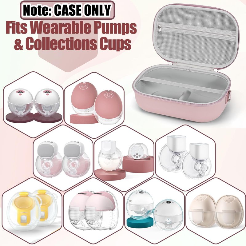 Wearable Breast Pump Bag for Hands-Free Breast Pumps, Hard Breast Pump Case for Momcozy/Willow/eufy/Security/Medela and More, Storage Bag for Pumping Travel Bag/Diaper Bag/Handbag (Pink)