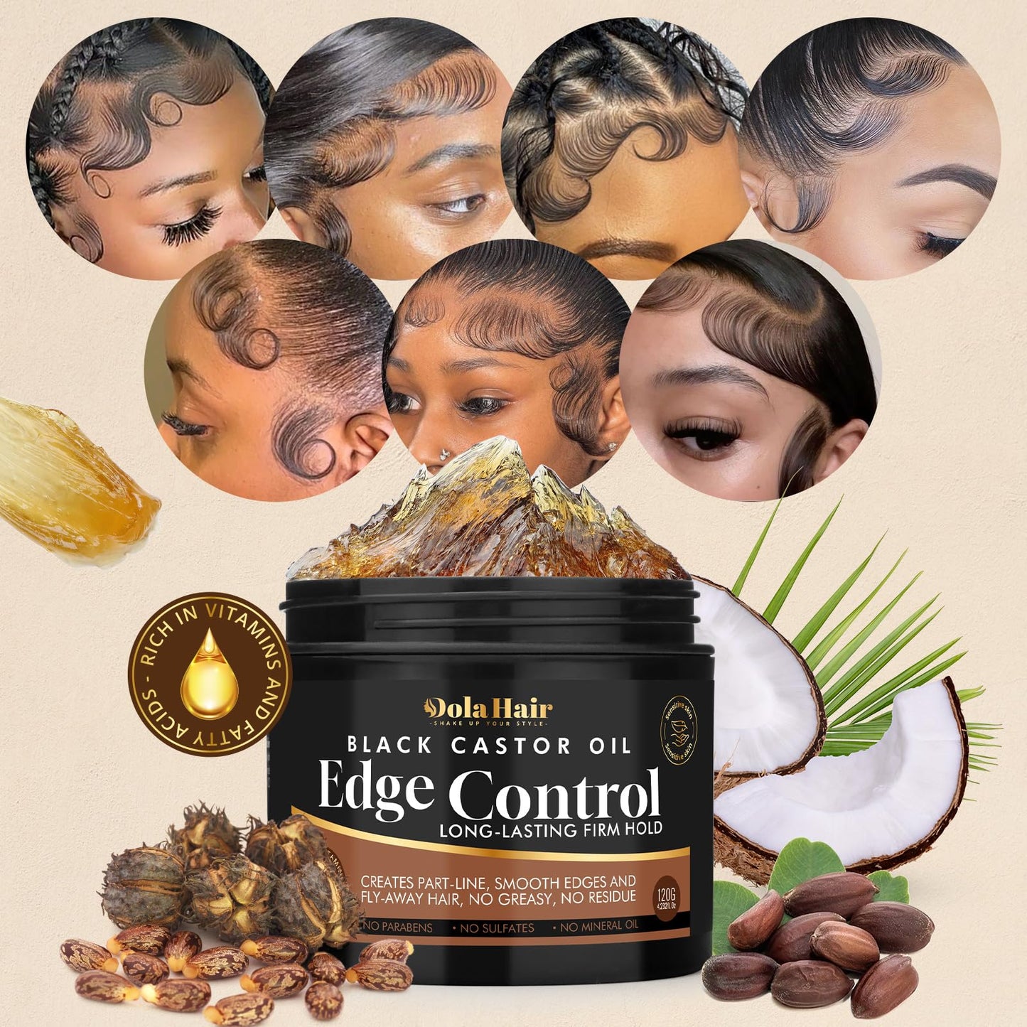Edge Control Gel for Women Strong Hold Hair Braiding Gel Firm Hold, Hair Styling Wax Natural Edge Lock & Fixer for Women & Men Non-Greasy No Flaking (Edge Control Gel 4.2 Oz)