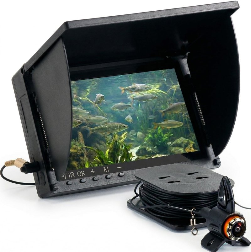 Takkicept Underwater Fishing Finder Camera: 6'' HD 1080P OLED Display Ice Fishing Camera - 220°Wide-Angle Lens 8 IR Lights & 25m/82ft Cable - DVR Portable Fish Finder for Sea/Lake/Boat/Kayak Fishing