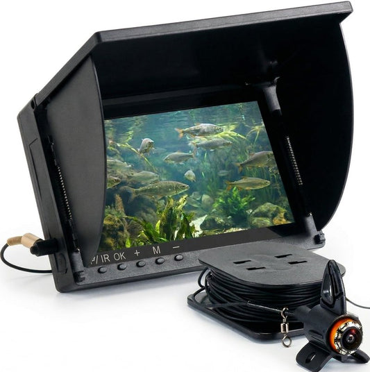 Takkicept Underwater Fishing Finder Camera: 6'' HD 1080P OLED Display Ice Fishing Camera - 220°Wide-Angle Lens 8 IR Lights & 25m/82ft Cable - DVR Portable Fish Finder for Sea/Lake/Boat/Kayak Fishing
