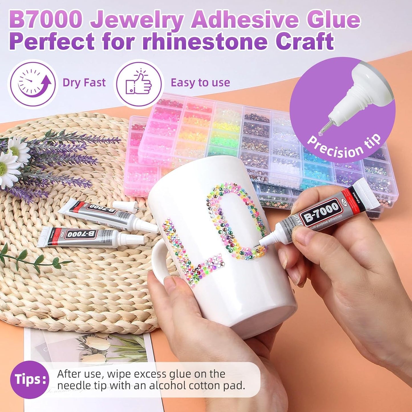 Jelly Resin Rhinestones - 45000 Pcs 32 Colors Flatback Gems for Crafting | 3mm Multicolor Bedazzler Kit with B7000 Jewelry Glue