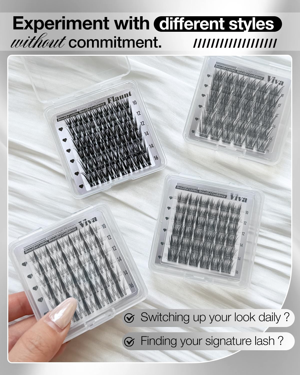 Eyelash Clusters - Portable Wispy Individual Lashes for Travel | Mini Pack 10-16MM CD Curly Extensions