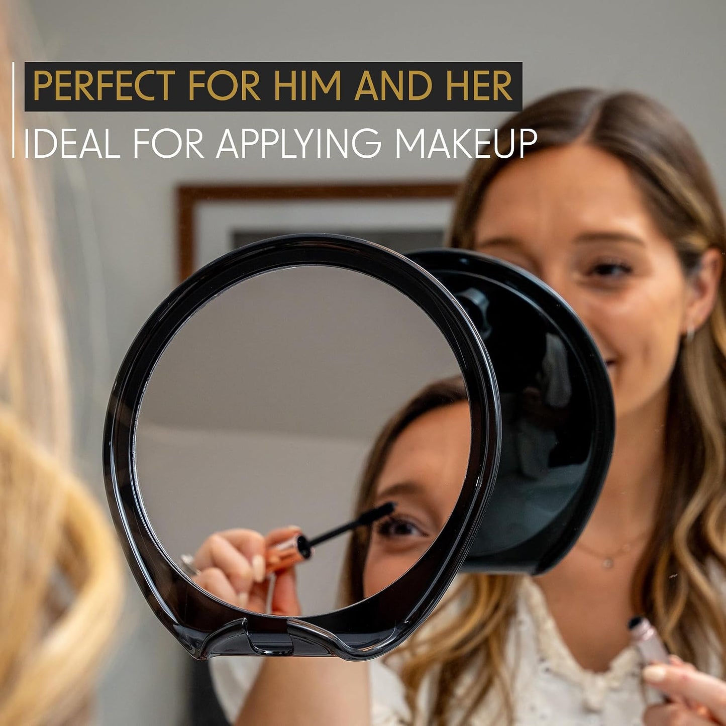 Luxo Shower Mirror - Fogless Shaving Mirror with Razor Holder & Suction Cup | Shatterproof Design (Black)