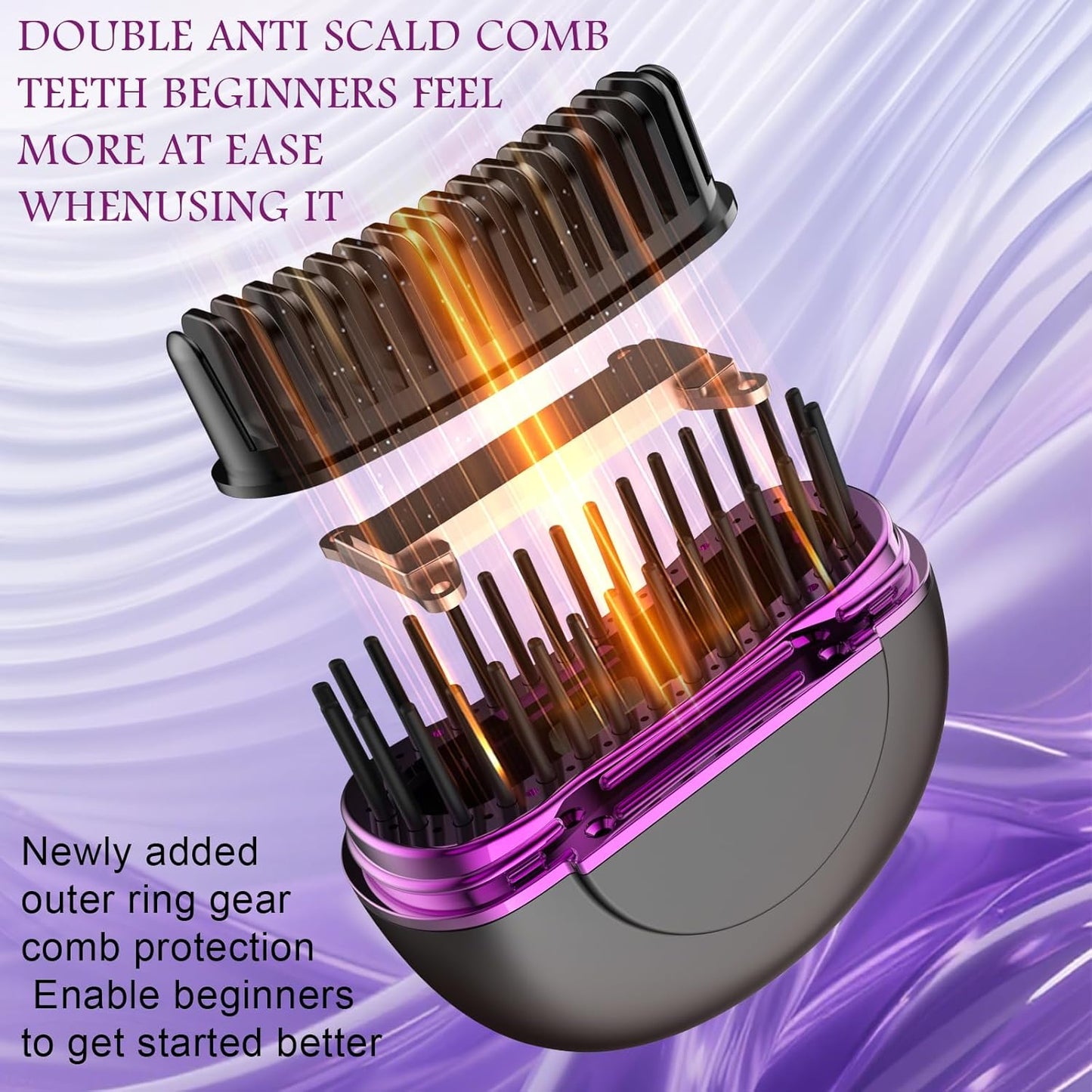 Mini Hair Straightener - Portable Rechargeable Brush with 3-Speed Temperature Control | Fast Heating Anti-Scald Design (Black)