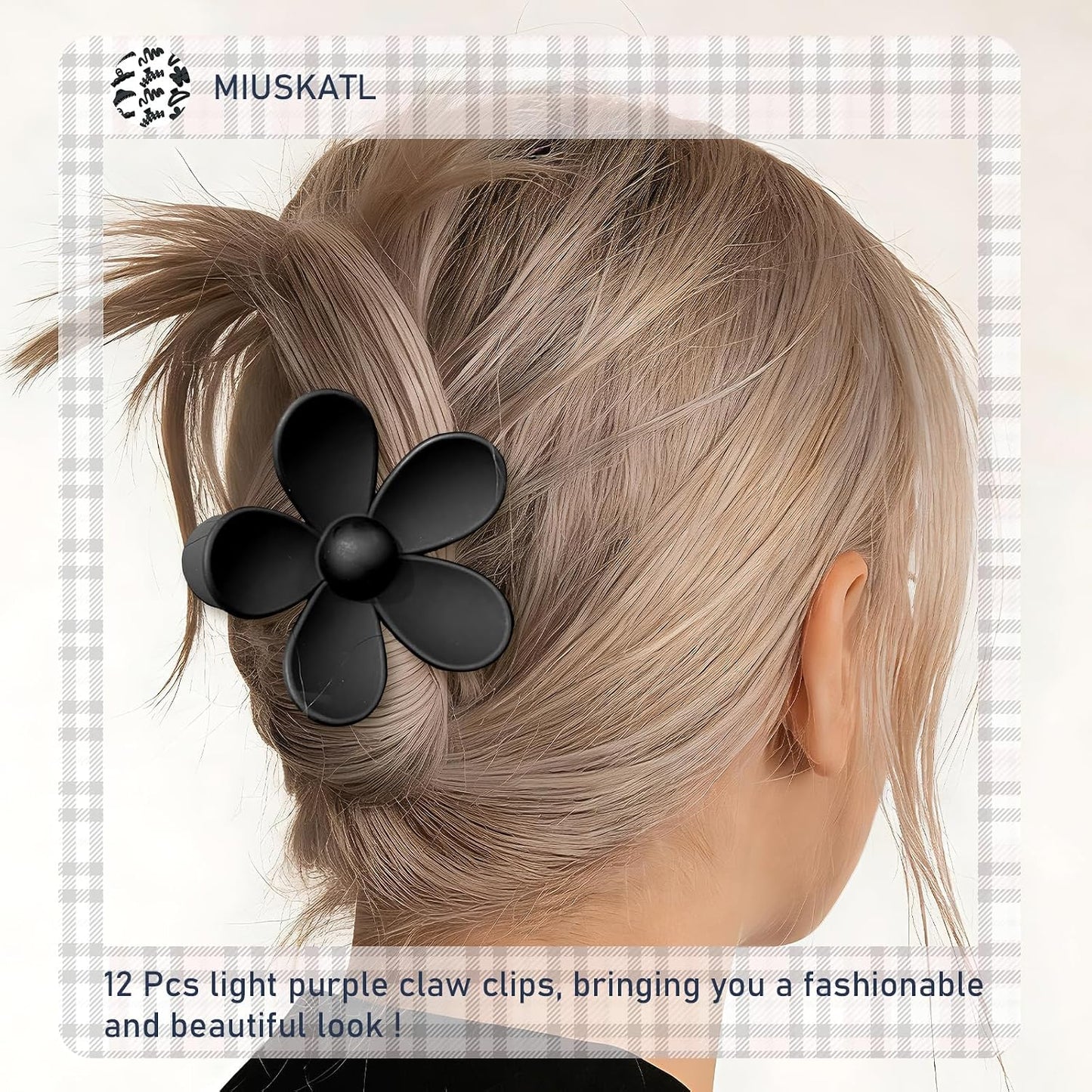 Claw Clips for Women - 12 Pcs Non-Slip Large Jaw Hair Clips | Multi-Shape Black Accessories for Thick & Curly Hair