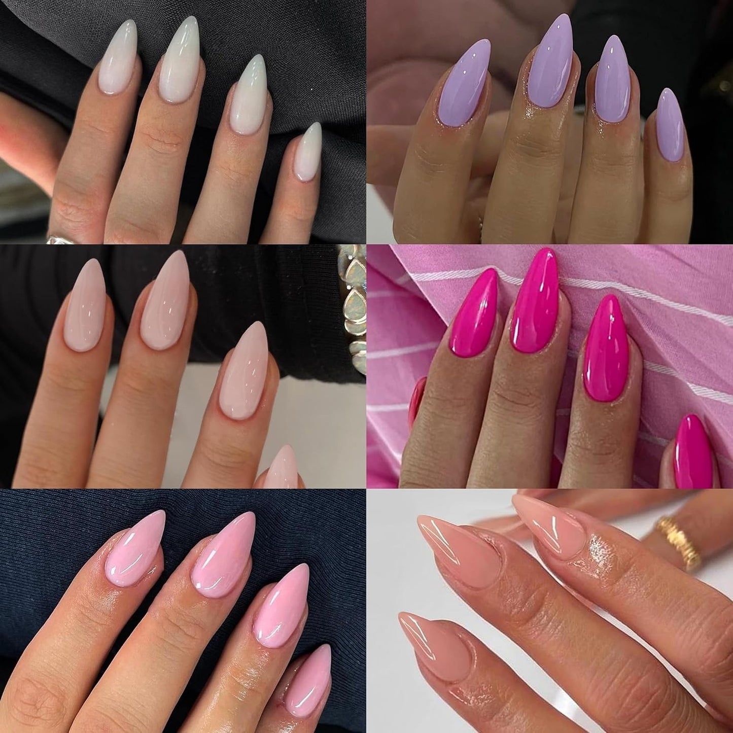 KQueenest Cat Eye Press On Nails - Glitter Almond Medium | 96 Pcs Sparkle Chrome Fake Nails for Women