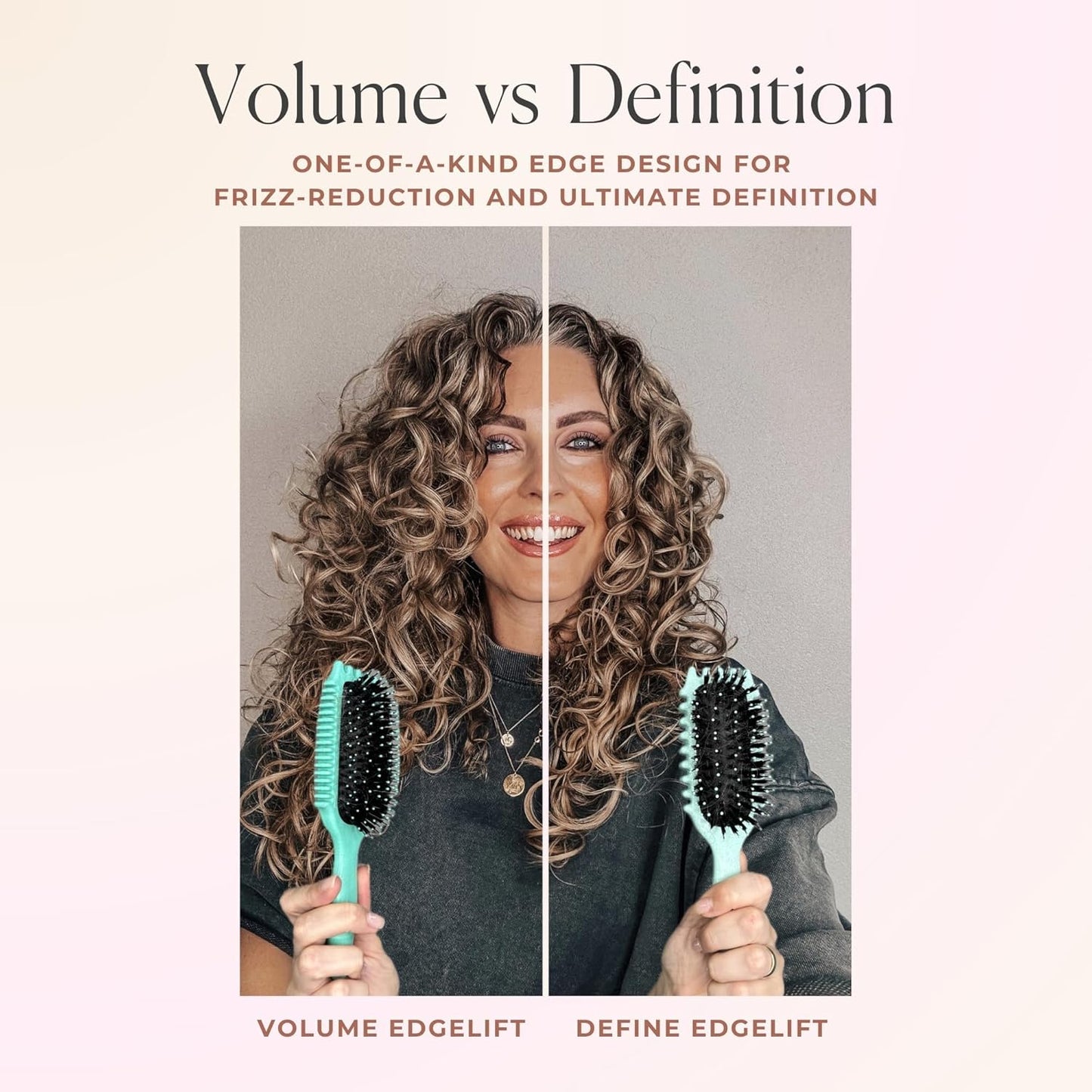Bounce Curl Define EdgeLift Brush Bundle - Pink & Teal Brushes for Curly Hair Styling