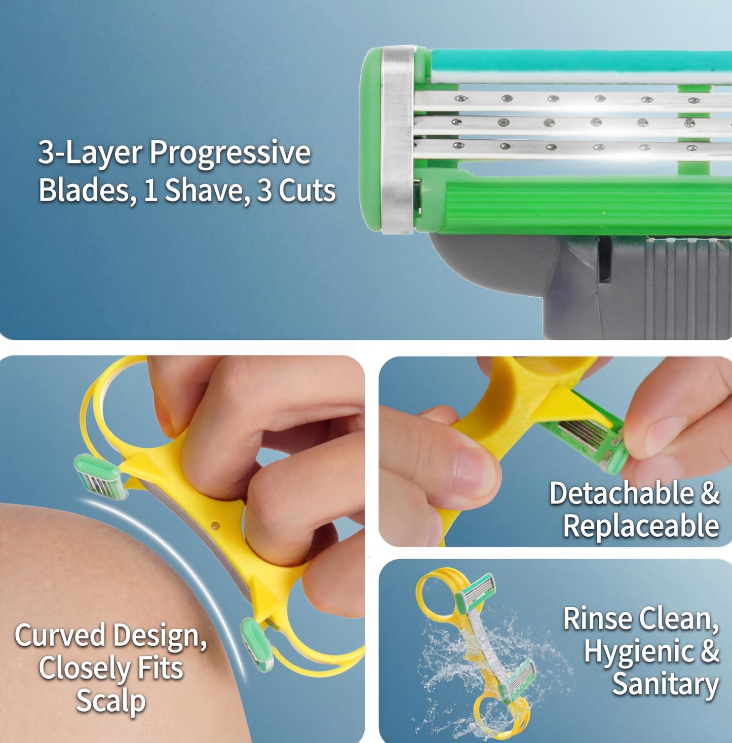 Fast Hair Clipper, Mens Manual Razor, Self-Haircut Trimmer Kit for Head, Beard, and Body, Double Fast, for Home & Travel (1PCS) (YELLOW)