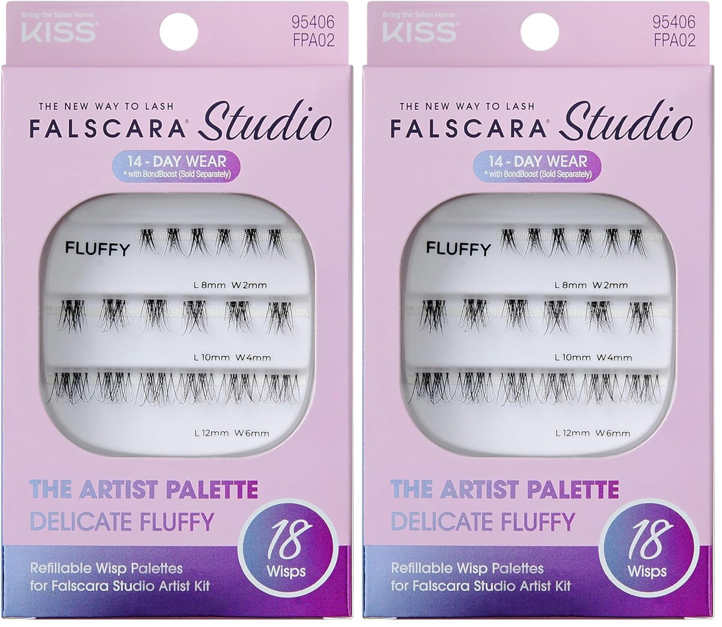Falscara Lash Extension Kit - Delicate Fluffy Individual Lash Clusters | 18 Stackable, Light Volume, 8mm-12mm Length