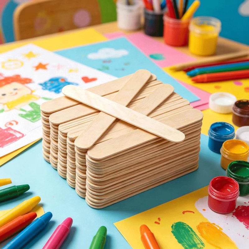 1200 Pcs Craft Sticks Ice Cream Sticks, Borogo 6" x 3/4" Sticks Natural Wood Popsicle Craft Sticks Treat Sticks Ice Pop Sticks for DIY Crafts