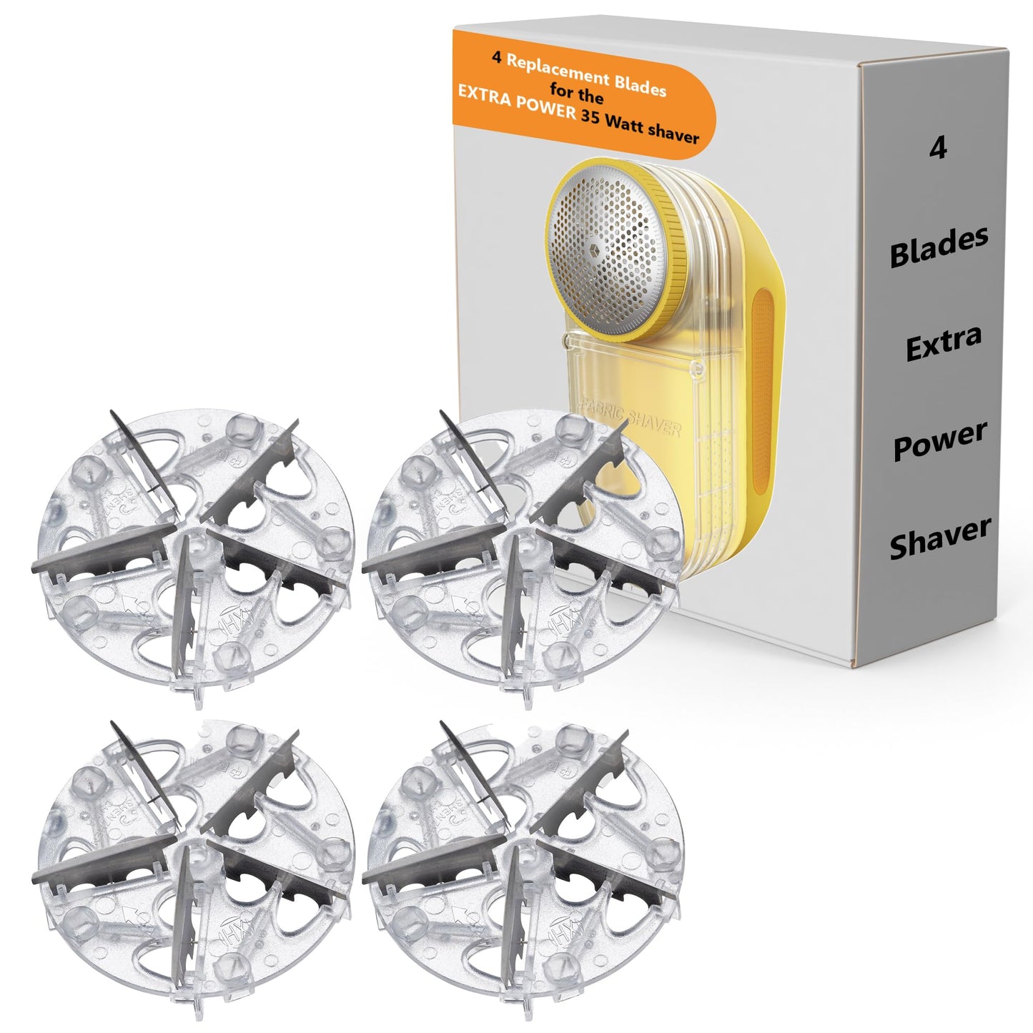 Pionix Extra Power Lint Remover Fabric Shaver Replacement Blades (4 Pack), Used to Replace The Blades of Pionix Fabric Shaver-Best Fuzz Pill Bobble Remover for Fabric Fleece Curtains Clothes, Clear
