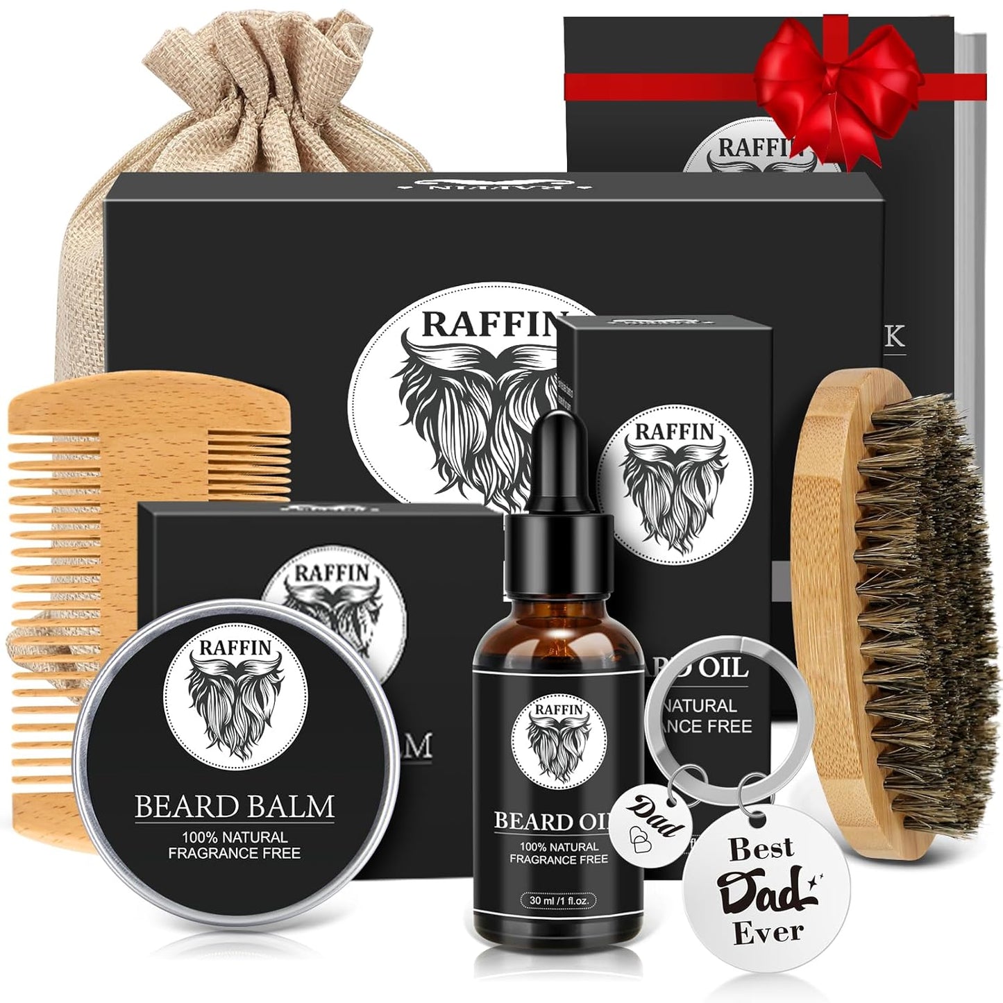 Beard Growth Kit - 2oz Beard Growth Oil with Biotin & Castor Oil for Fuller, Thicker Beard | Perfect Gift for Men