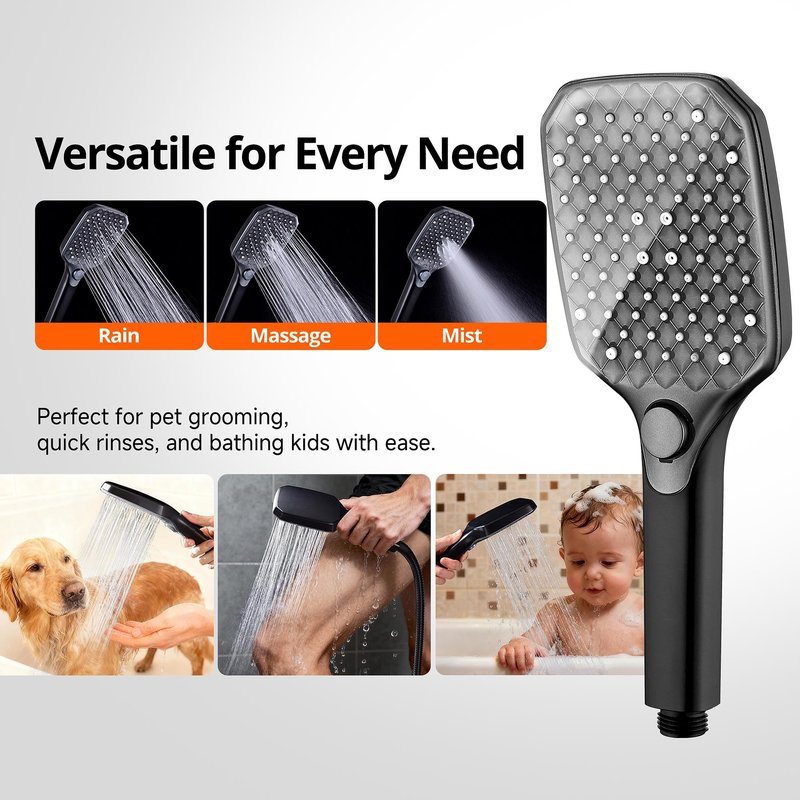 XXL 12.2" Rain Shower Head with Handheld Spray Combo, High Pressure Rainfall Shower Head, Height Adjustable Dual Shower Head, Luxury Waterfall Showerhead Bathroom