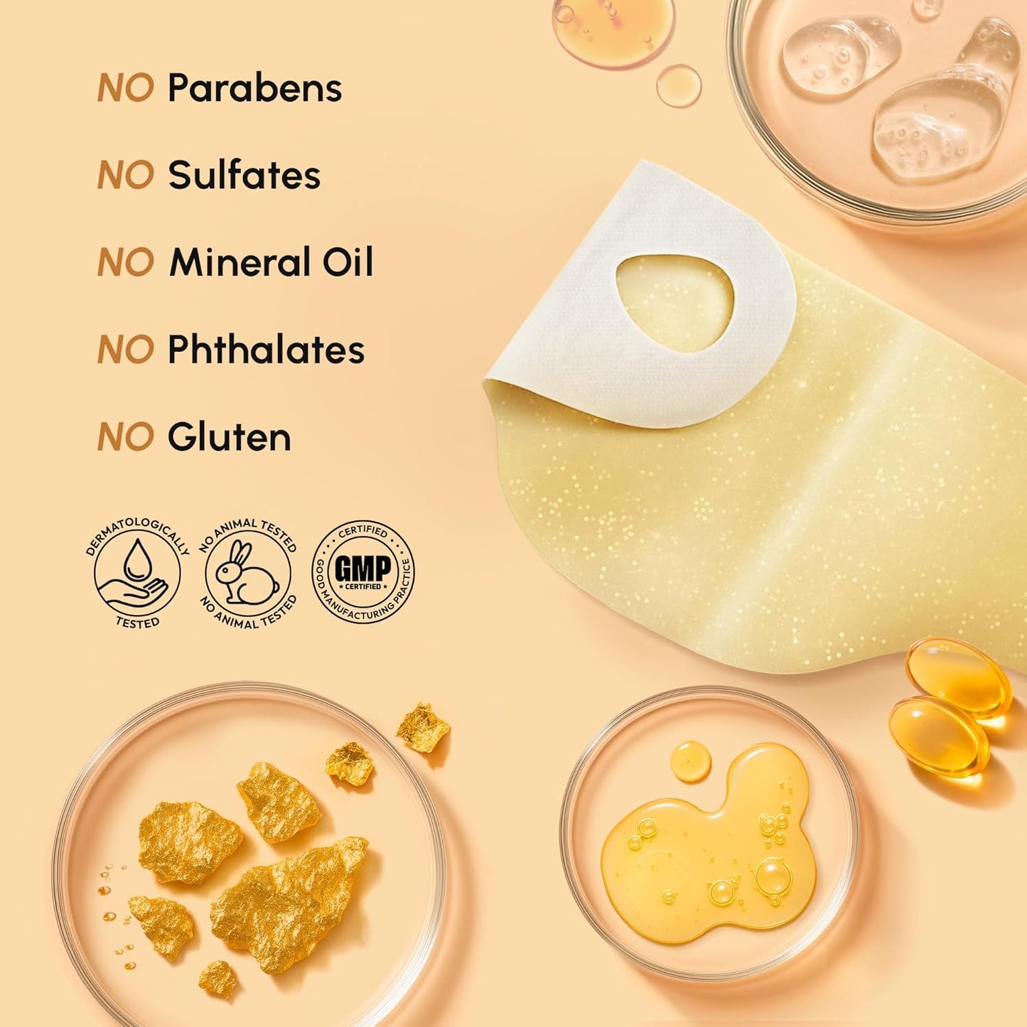 V Line Lifting Mask - 24K Gold Deep Collagen Face Mask for Women | Neck Tightening & Firming, Jawline Shaper with Retinol & Hyaluronic Acid
