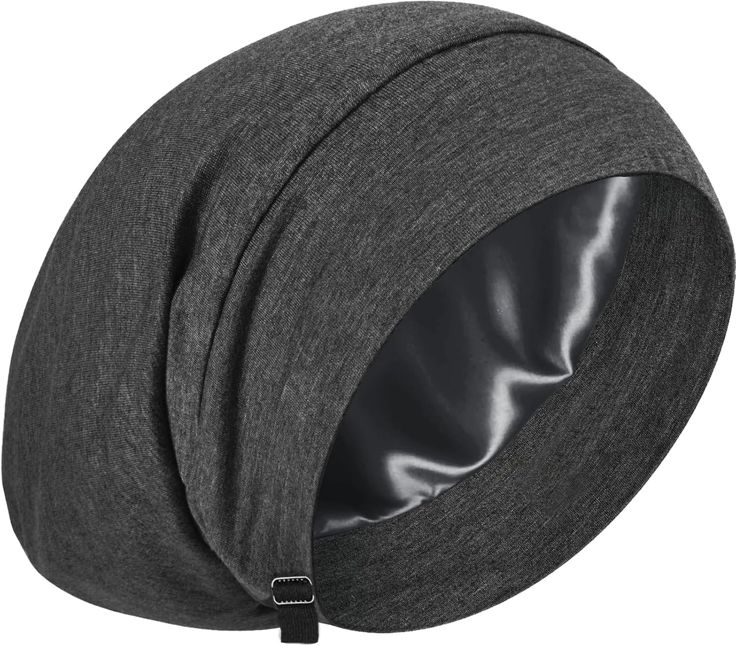 100% Mulberry Silk Bonnet for Sleeping | Curly Hair Sleep Cap - Black