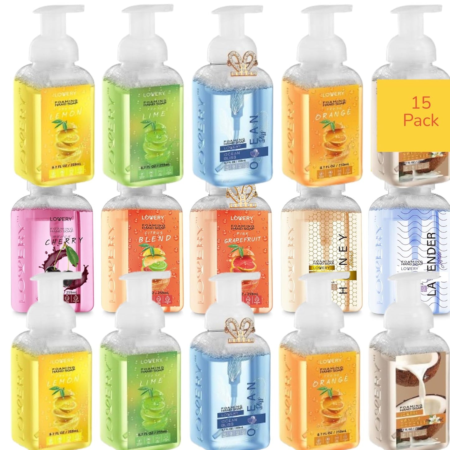 Moisturizing Foaming Hand Soap Pump - 5-Pack | Aloe Vera & Essential Oils, Citrus Blend Fragrances for Kitchen & Bathroom