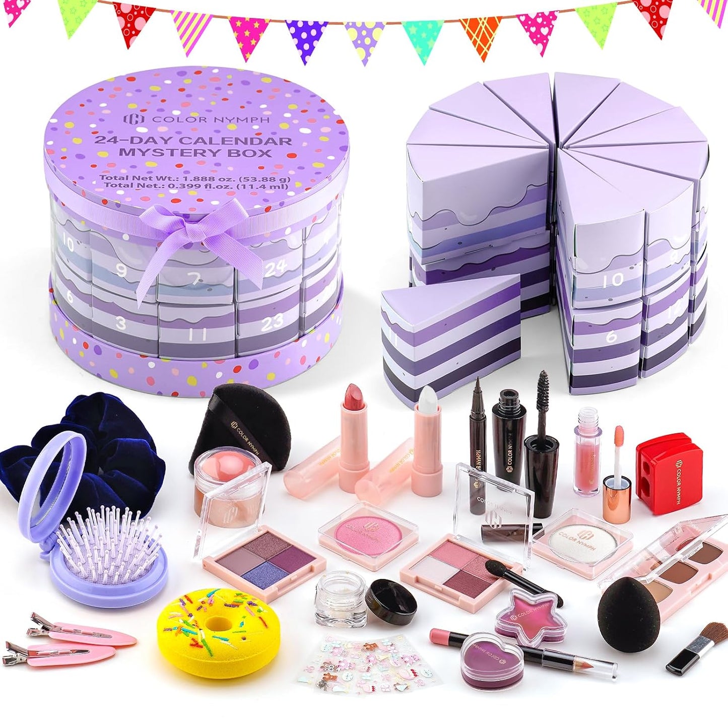 Multipurpose Makeup Kit for Teens | Non-Toxic Travel Set with Eyeshadows, Blush, Highlighter & Brushes - Gold Case