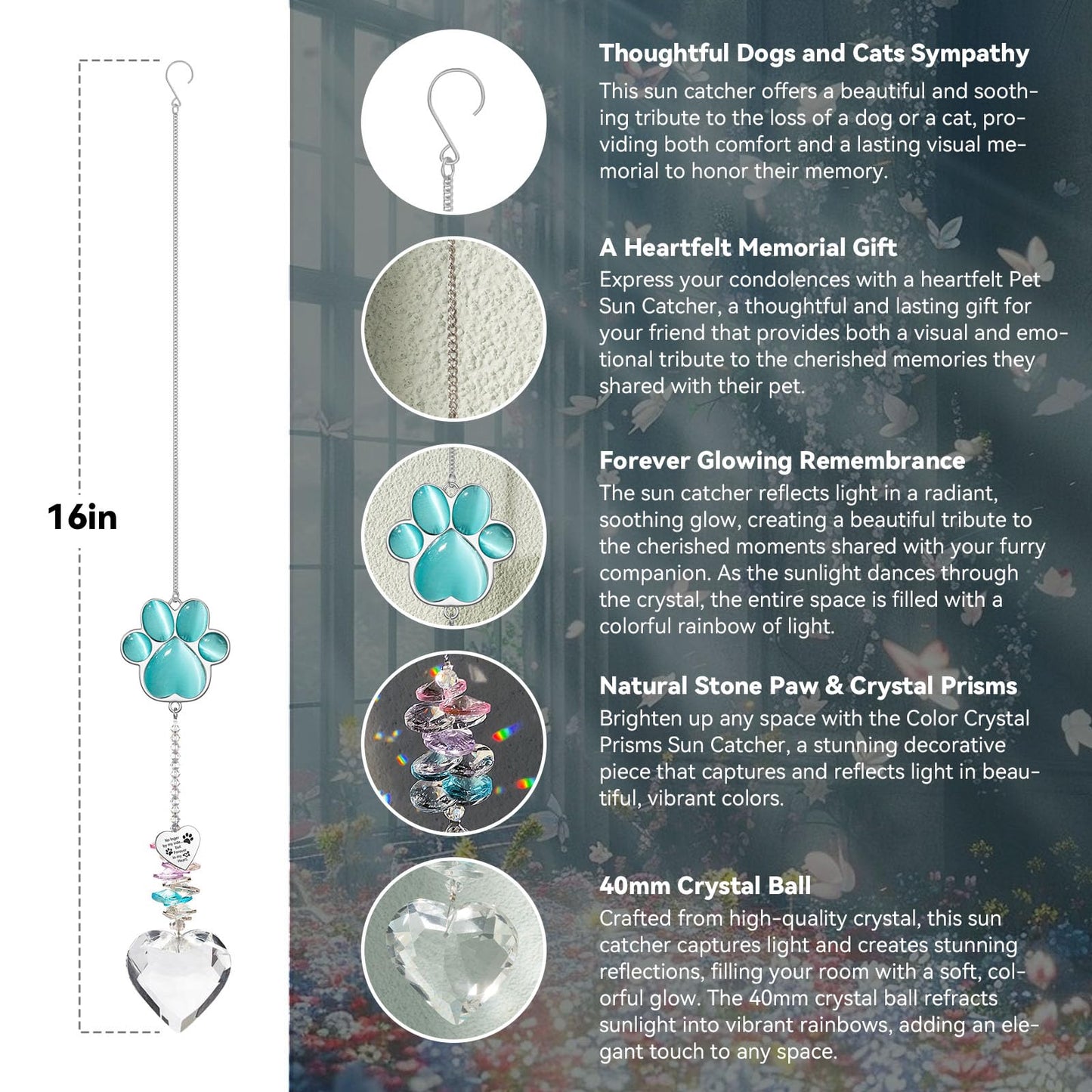 Dog Memorial Gifts for Loss of Dog, Pet Sympathy, Dog Memorial Suncatcher