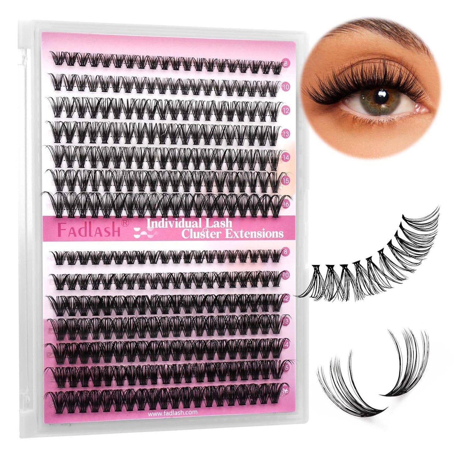 DIY Lash Clusters - D Curl Individual Eyelash Extensions 280PCS | Soft Band Wispy Volume, 8-16mm