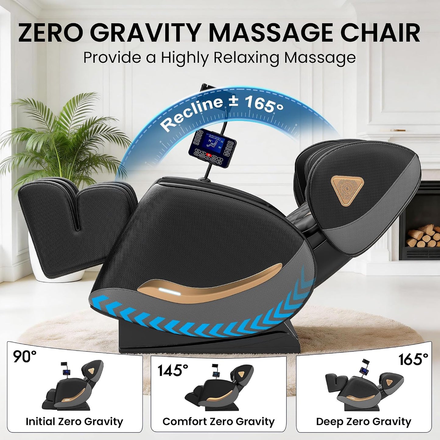 Full Body Massage Chair - Zero Gravity Recliner with 10 Rollers, Airbags, Heating & Bluetooth | Black