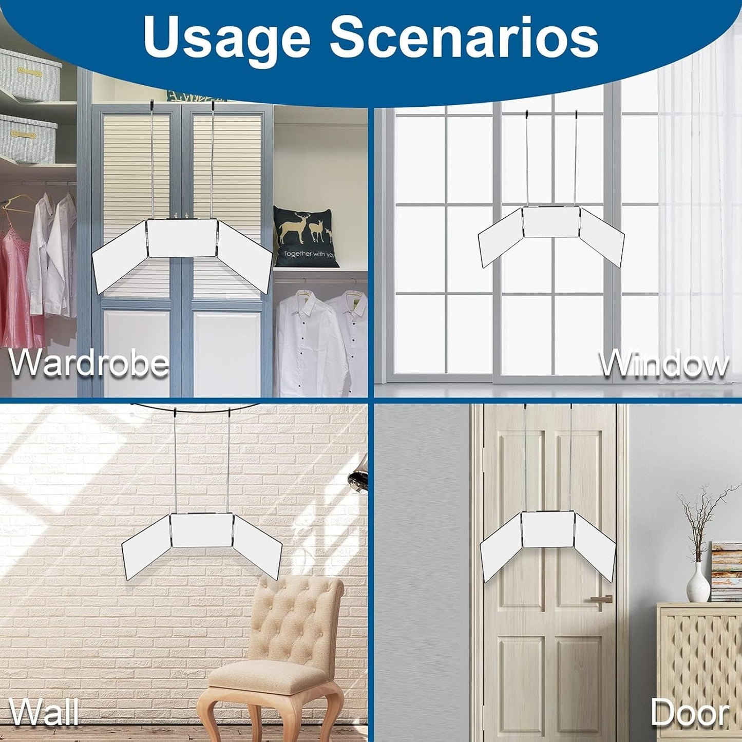 3-Way Mirror for Self Hair Cutting | 360° Tri-Fold Design with Adjustable Hooks (6.7" x 10.8")