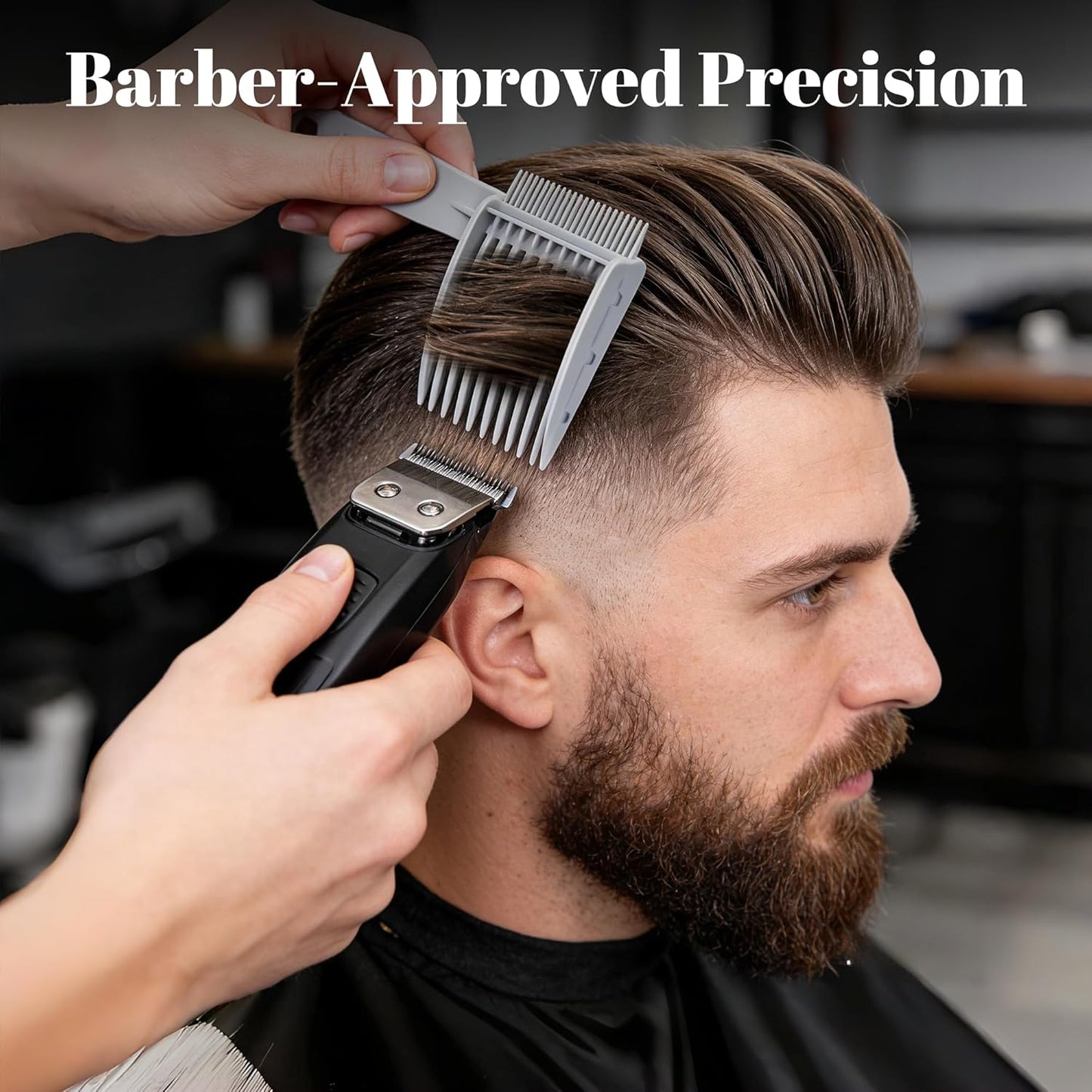 Detachable Fade Comb Set - 4-in-1 Interchangeable Barber Tools for Taper & Blend | Compatible with All Hair Clippers (Grey)