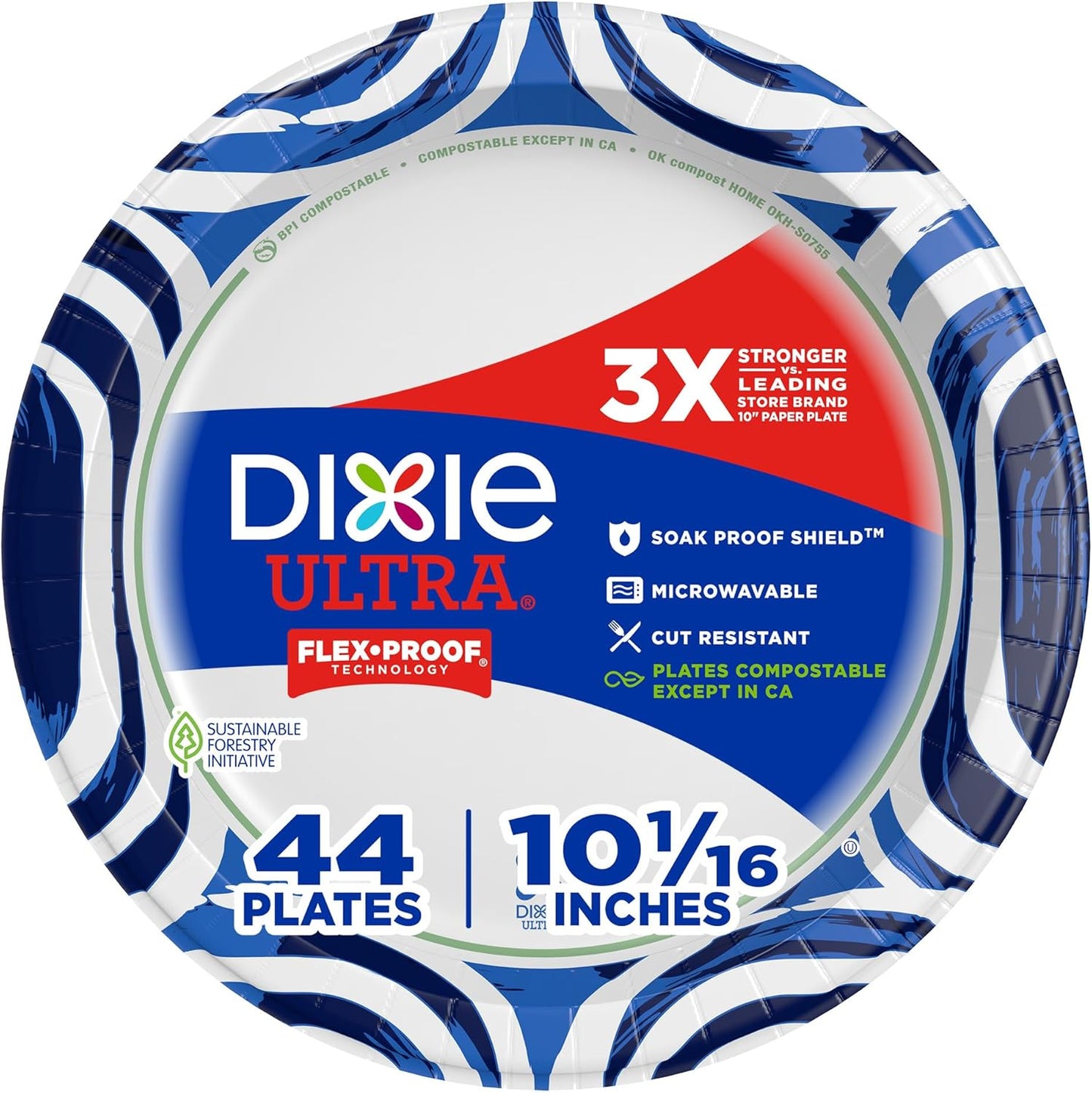 Dixie Ultra Large Paper Plates - 10 Inch, Heavy Duty, Microwave-Safe | 172 Count, Soak-Proof & Cut Resistant