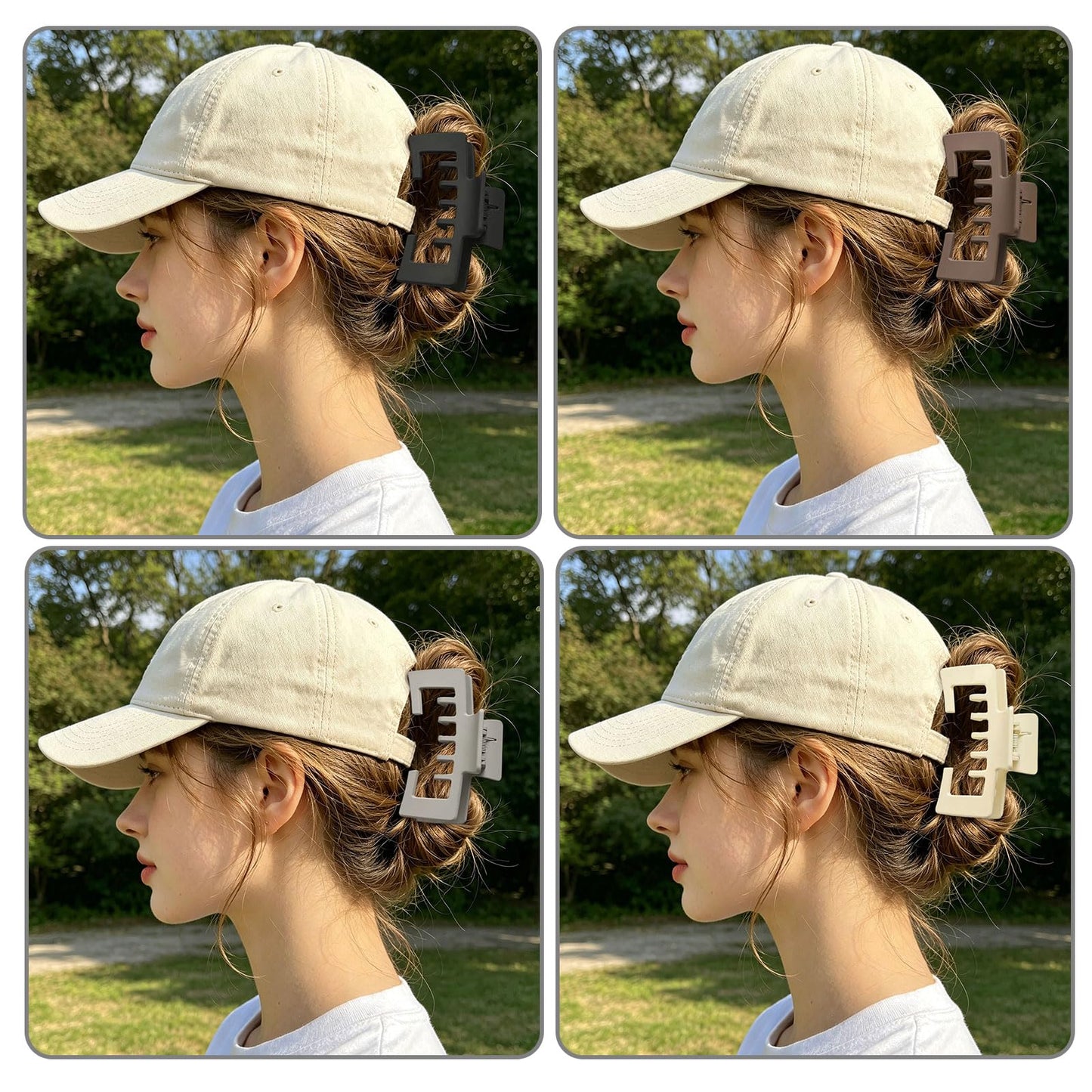 6 Pcs Trucker Hat Hair Clips for Women，Hat-Friendly Claw Clips for Baseball Caps, Perfect for Thick Hair and Stylish Hat Hairstyles