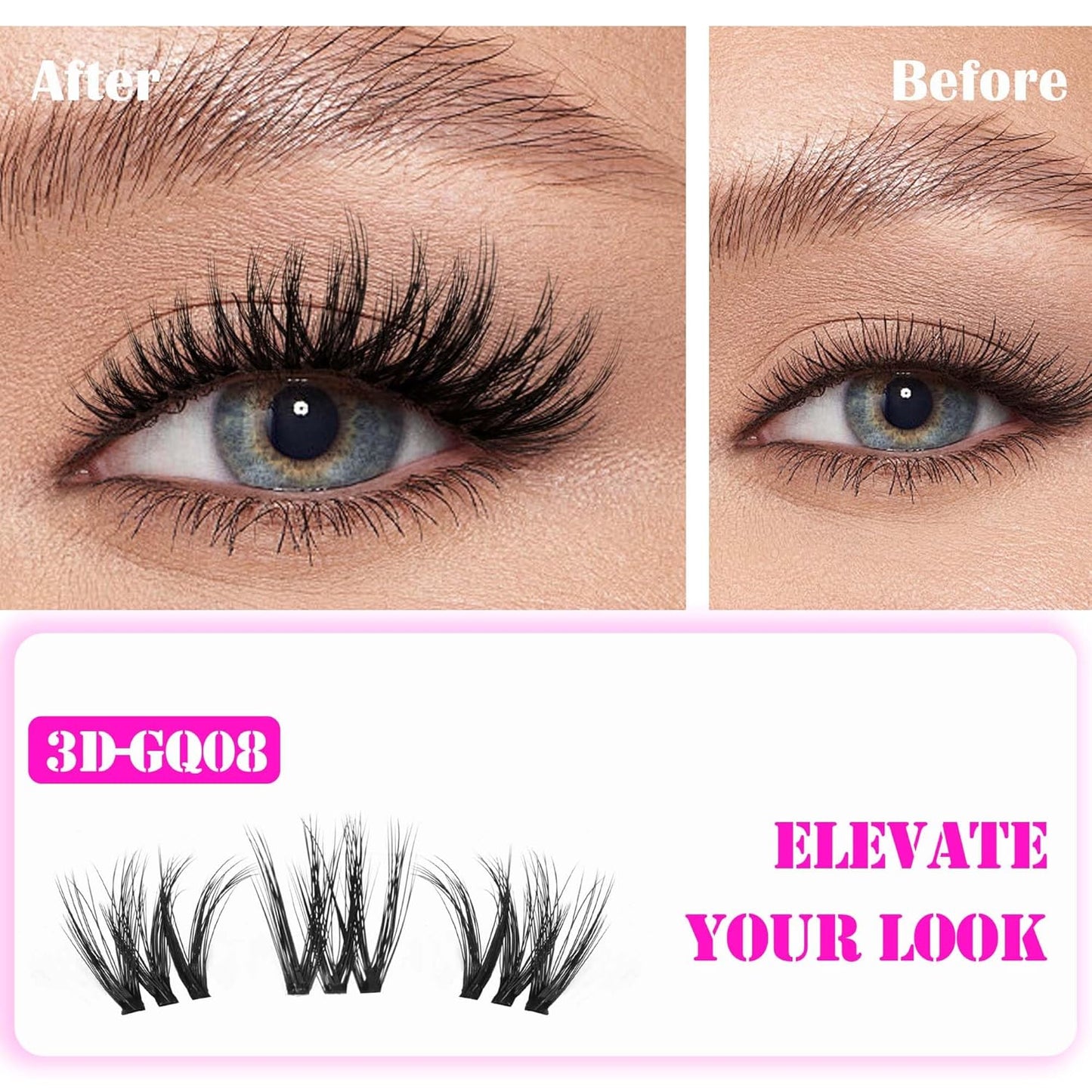 GAQQI Lash Clusters - Wispy Volume Eyelash Extensions, 110 Multilayered 3D Lashes, 10-14mm Lengths