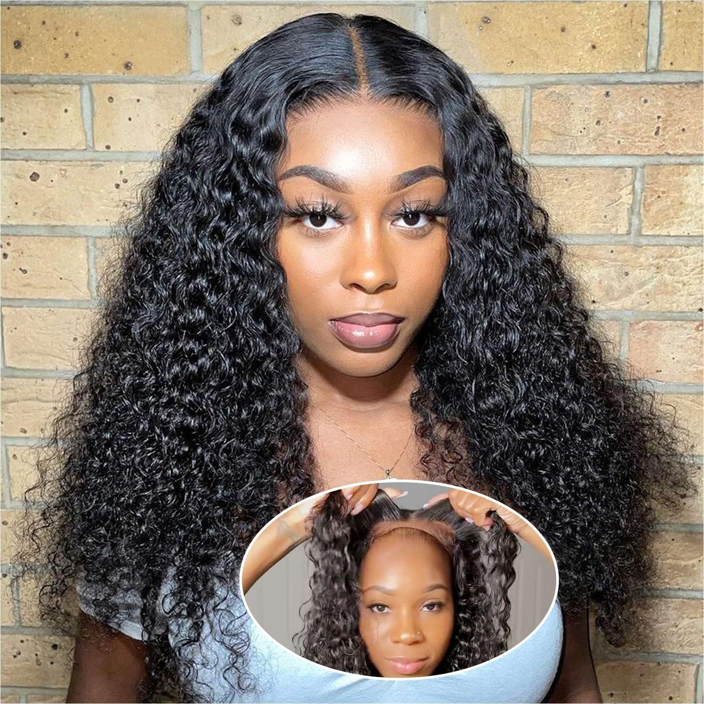 Ailwelia Curly Bob Wig Human Hair Deep Wave 200% Density 5x5 HD Lace Closure Wigs Human Hair Bob Wigs For Black Women Wear And Go Glueless Curly Wig Black Color 18 Inch