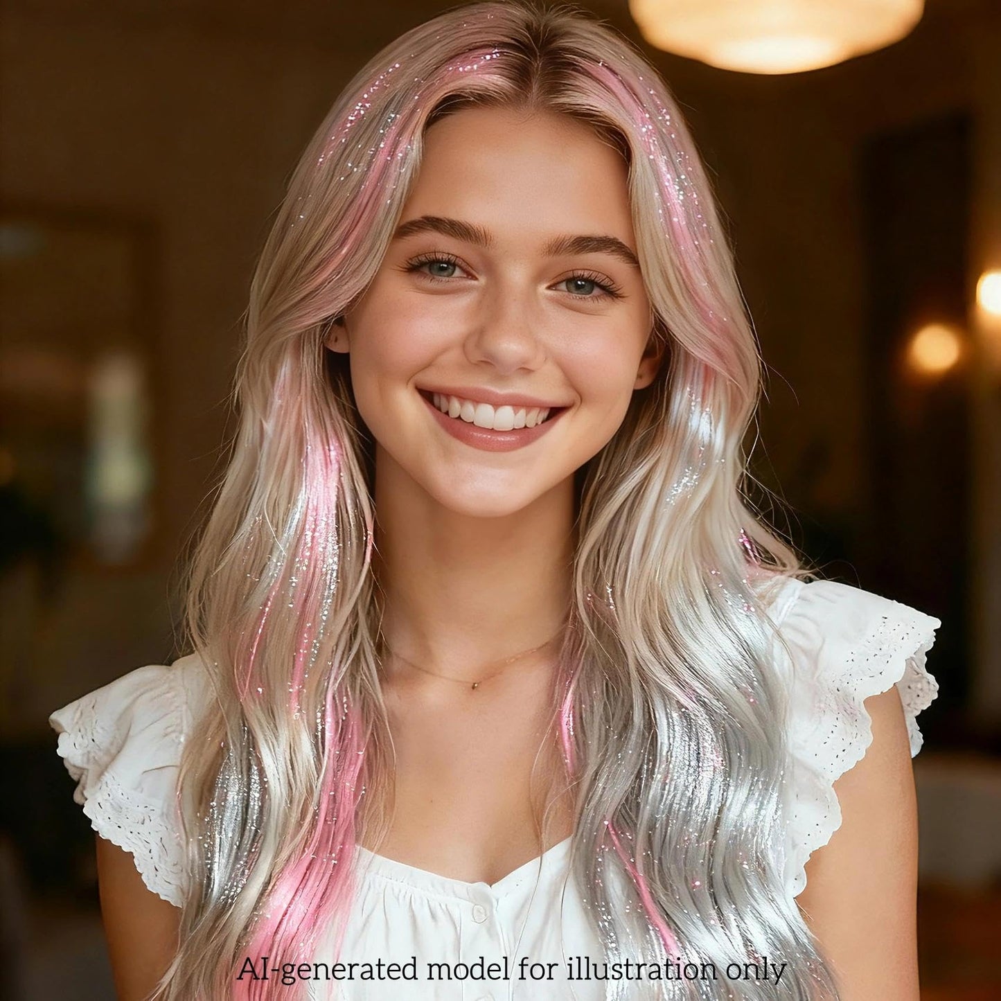 Revahope 8400 STRANDS Hair Tinsel Kit for Girls, 24 Colors 48 Inches Fairy Hair Tinsel Kit Heat Resistance Colorful Glitter Hair Extensions with Tools for Party Concert