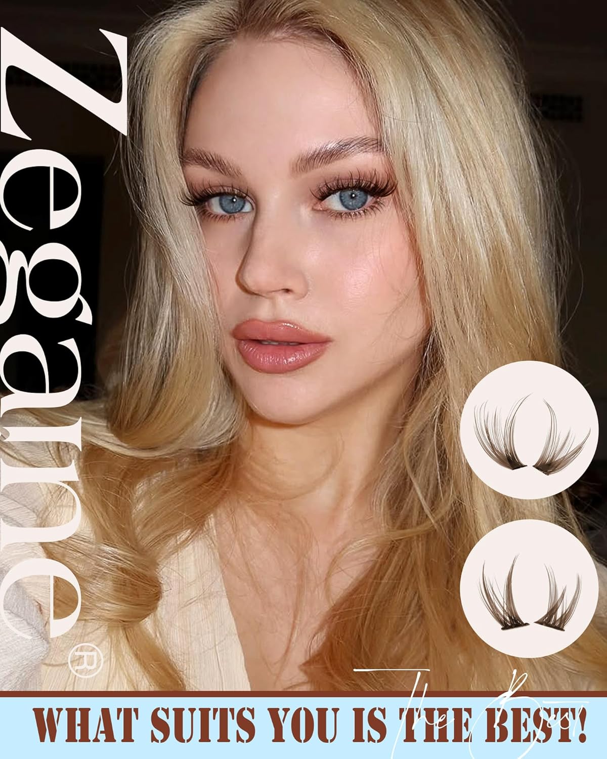 Brown Lash Clusters - Natural Look Eyelash Extensions | 300 Pcs Wispy D-Curl 10-16MM