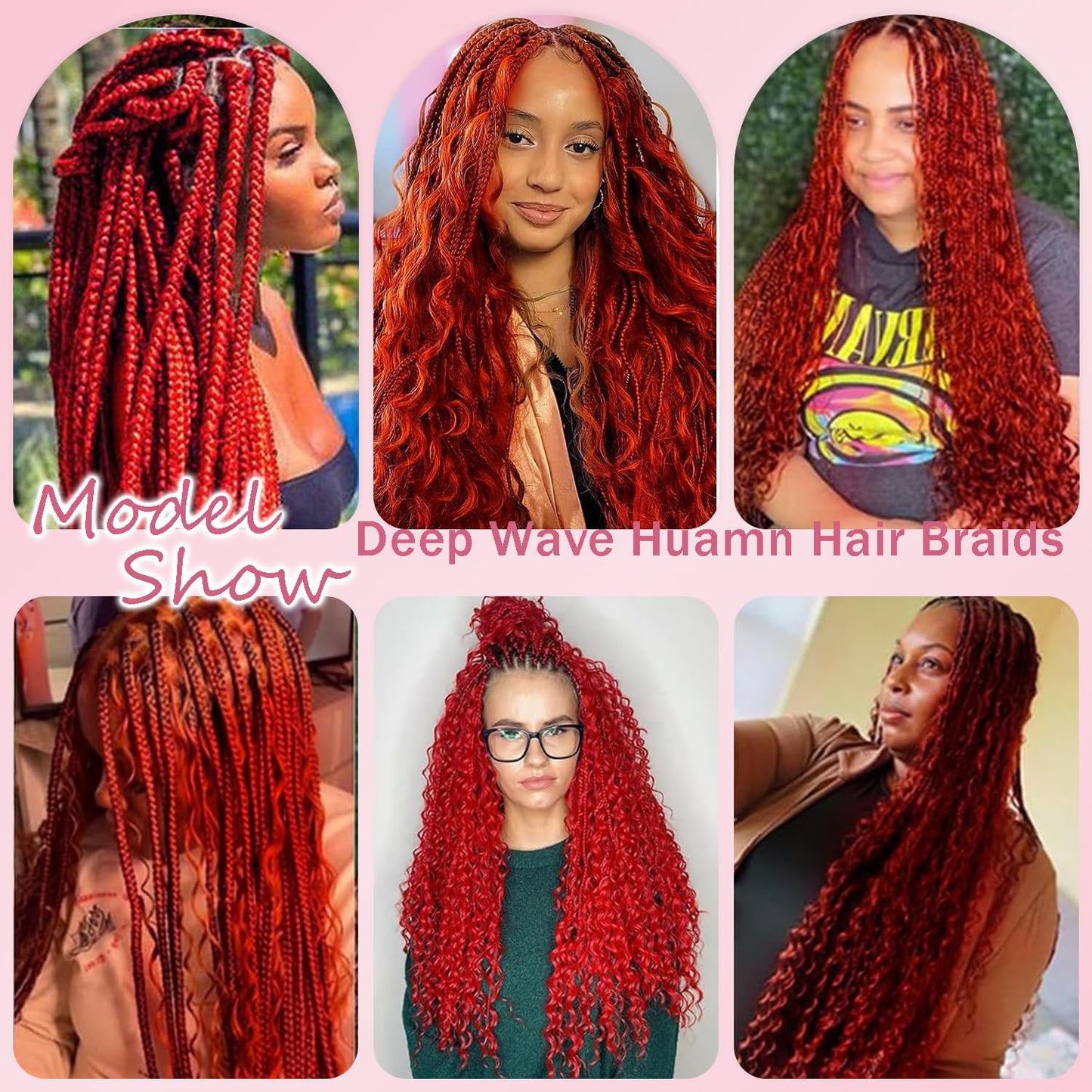 Red Human Braiding Hair for Boho Braids 150g 3 Bundles 12 12 12 Inch Wine Red Deep Wave Bulk Hair Burgundy Curly Human Hair Extensions for Braids Wet and Wavy Braid