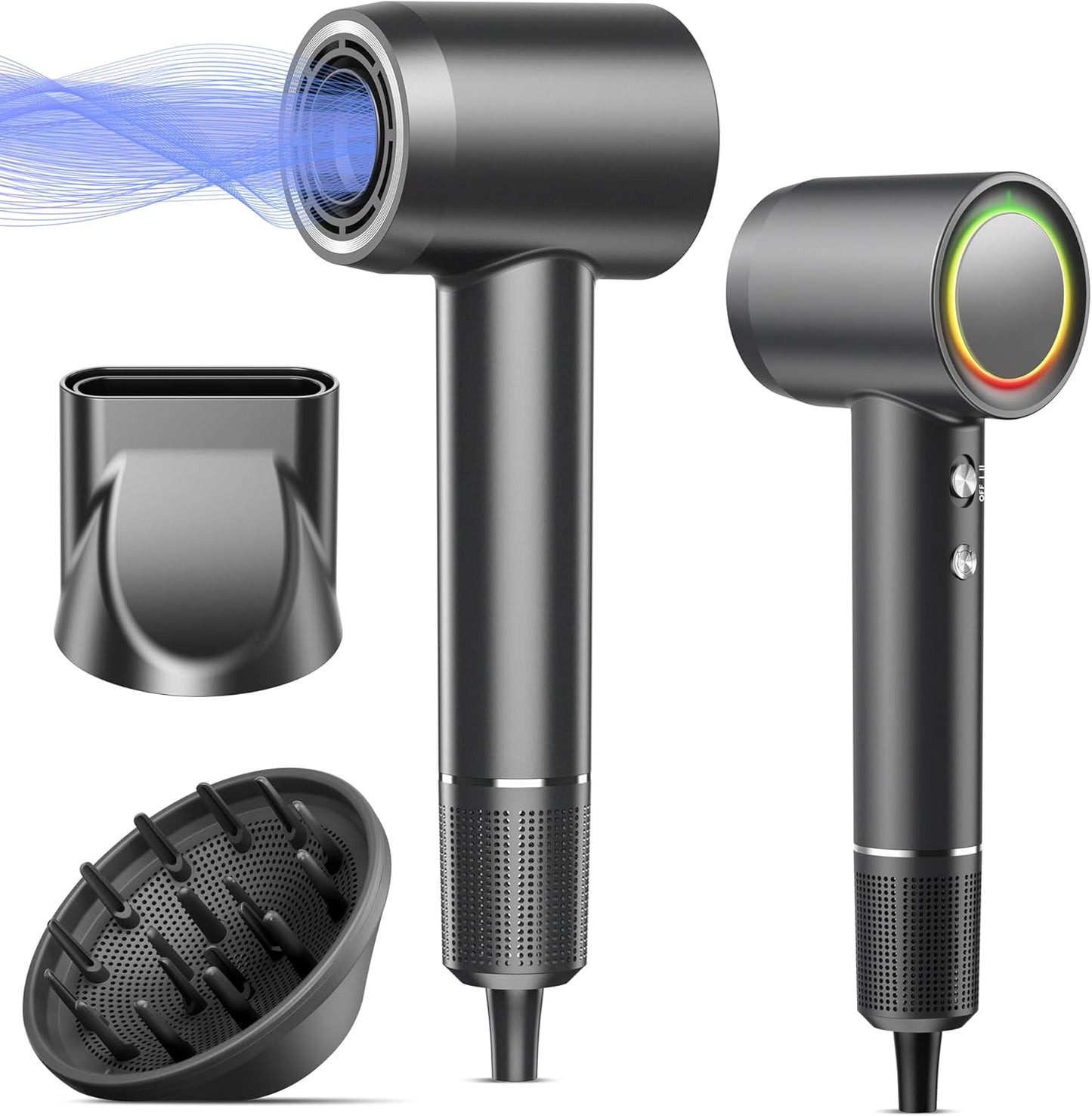 Professional High-Speed Ionic Hair Dryer - 160,000 RPM, Low Noise, Fast Drying | Includes Magnetic Diffuser