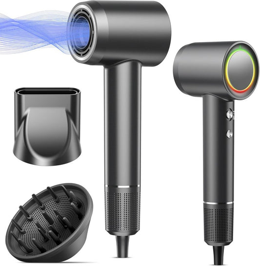 Professional High-Speed Ionic Hair Dryer - 160,000 RPM, Low Noise, Fast Drying | Includes Magnetic Diffuser