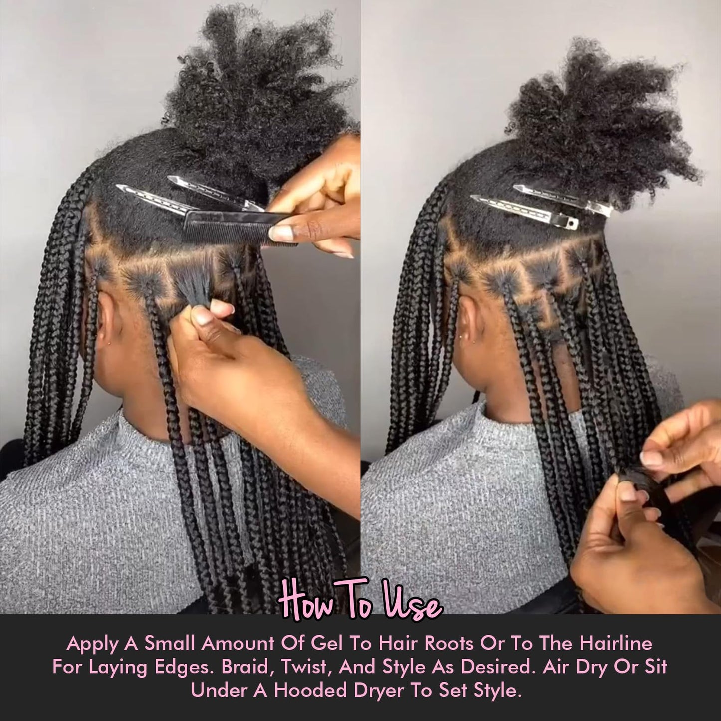 Edge Control Gel for Women Strong Hold Hair Braiding Gel Firm Hold, Hair Styling Wax Natural Edge Lock & Fixer for Women & Men Non-Greasy No Flaking (Edge Control Gel 4.2 Oz)