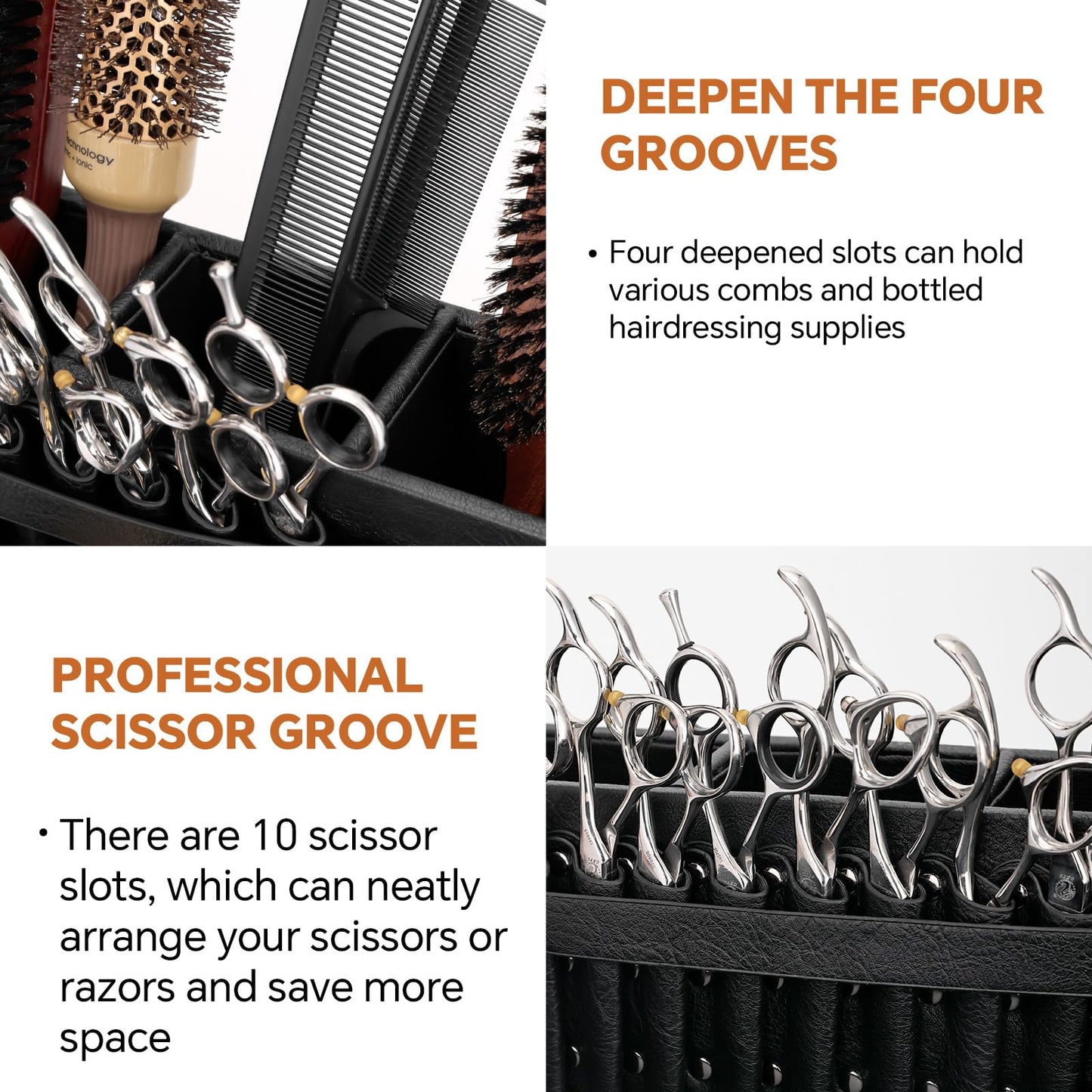 Barber Station Tray for Scissors Holder & Clippers Organizer, Barber Accessories Storage Station for Combs/Hair Clip/Trimmers, Barber Salon Home Desktop Tool Organizer(Small 11.9" x 8.8" x 4.4")