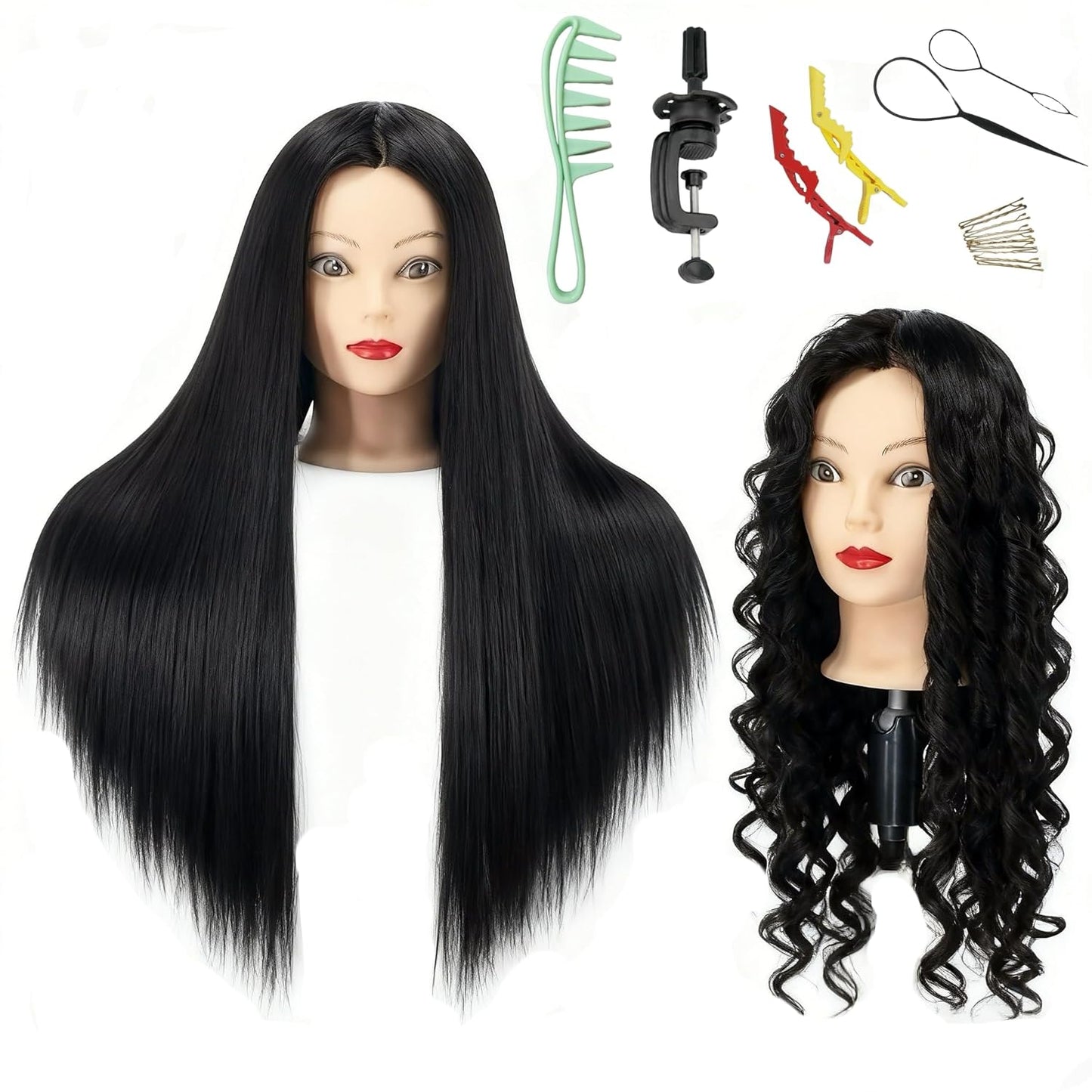 Professional Cosmetology Mannequin Head with Hair - 28" Doll for Hair Cutting, Braiding & Styling Practice