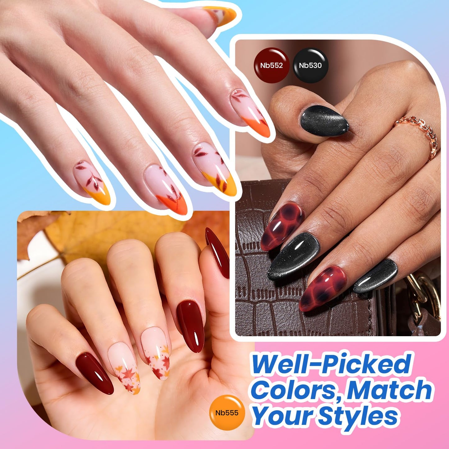 Beetles Deal Box 36 Colors Fall Gel Nail Polish Set Hema and TPO Free