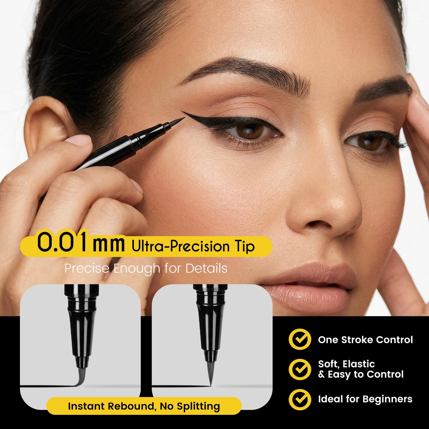 CILIYA Professional Cosmetics Liquid Eyeliner, Waterproof Liquid Eyeliner Pen - Black, Vegan Formula