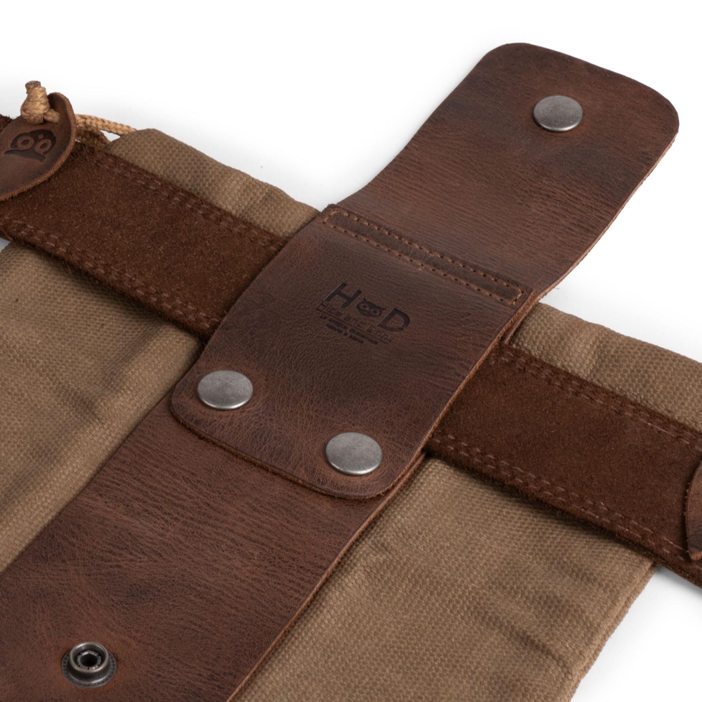 Hide & Drink, Foraging Pouch (Collapsible) for Hiking, Treasures & Seashells Bag, Easy Looping Around Belts, Grocery Storage, Waxed Canvas, Handmade, Fatigue
