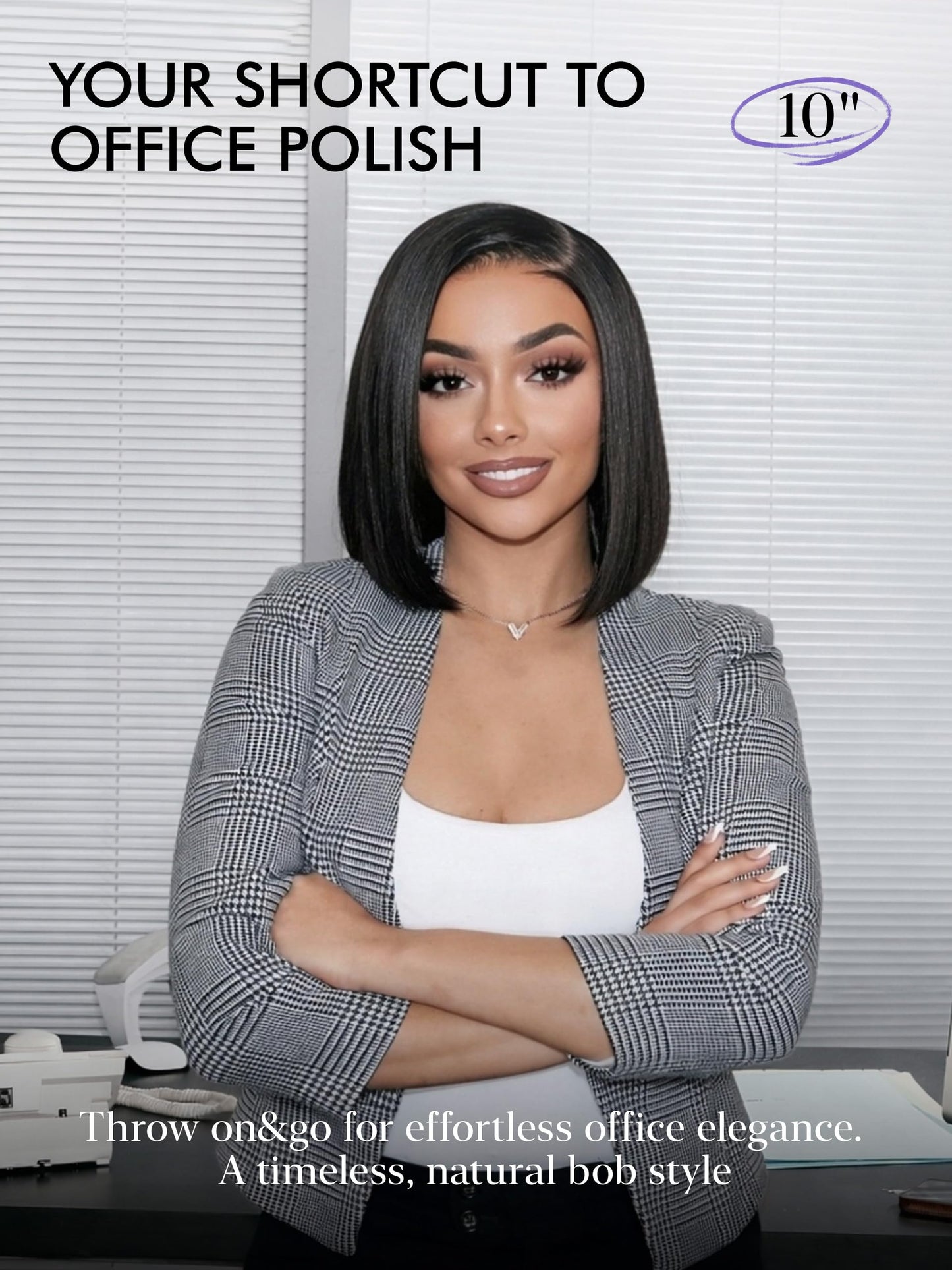 LUVME HAIR Bob Wig 100% Human Hair Wigs Glueless Lace Front 200% Density 14 Inches Bob, Pre Cut Plucked Lace Short Wig Ready To Go Natural Color Straight Bleached Knots Side Part Black Wigs