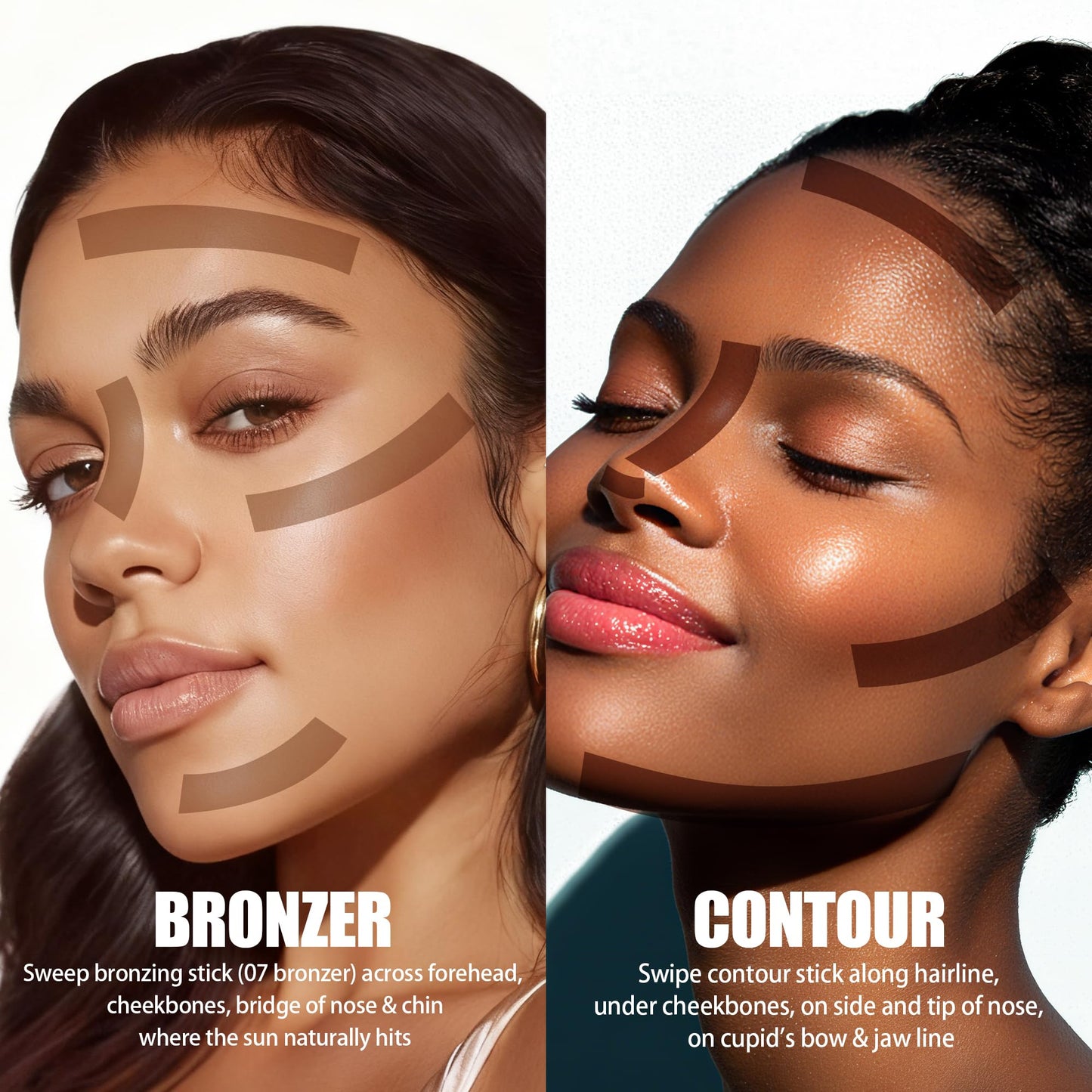 Cream Contour Stick, Cool Toned Contour & Sculpt Stick for Natural Sculpted Face Makeup, Creamy Texture & Non Cakey, Long Lasting Cream Bronzer Stick, Buildable & Highly Pigmented (09 Amber)