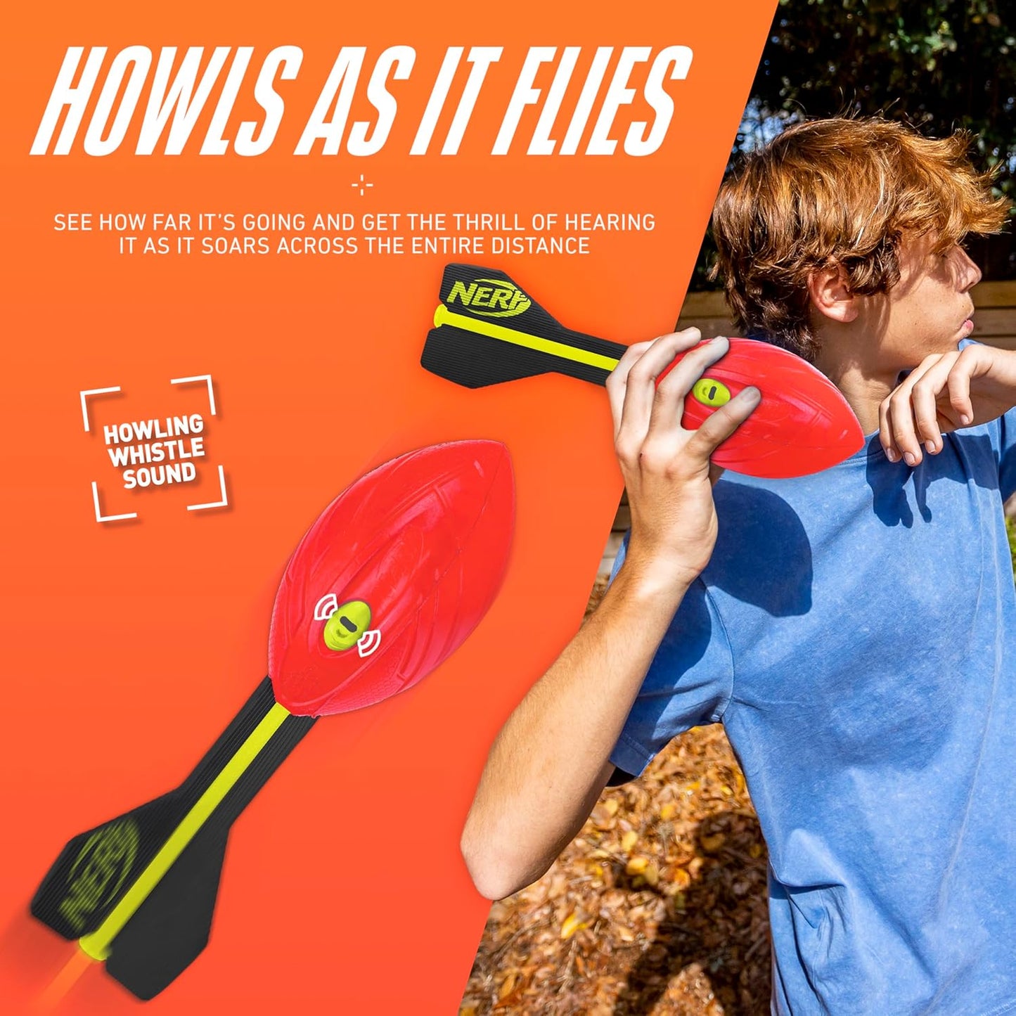 Nerf Vortex Aero Howler Foam Ball - Long-Distance Whistling Football for Indoor & Outdoor Play | Perfect Christmas Stocking Stuffer for Kids