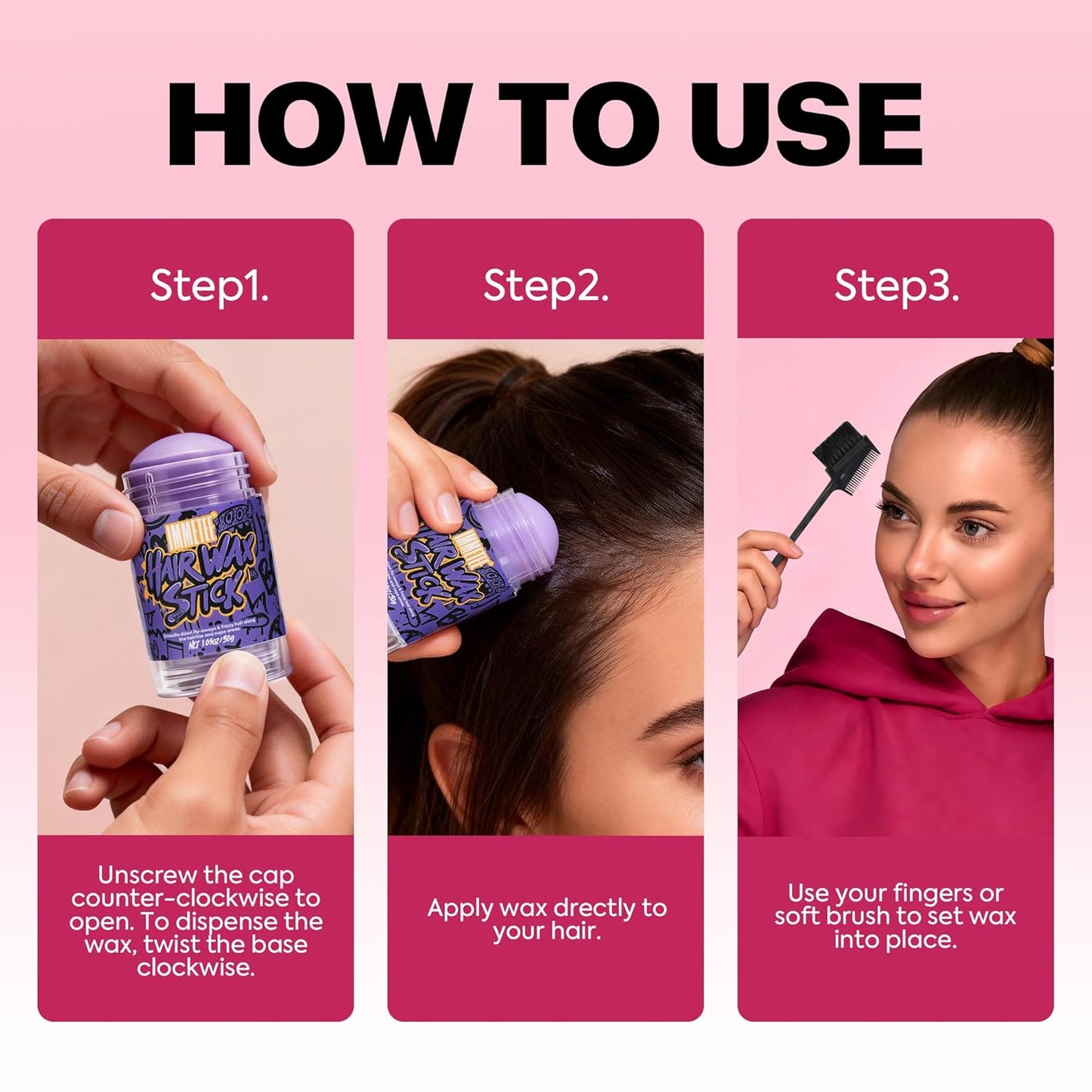 Hair Wax Stick for Women - Frizz Control & Flyaway Tamer | Non-Greasy, No Residue, 1.05oz/30g
