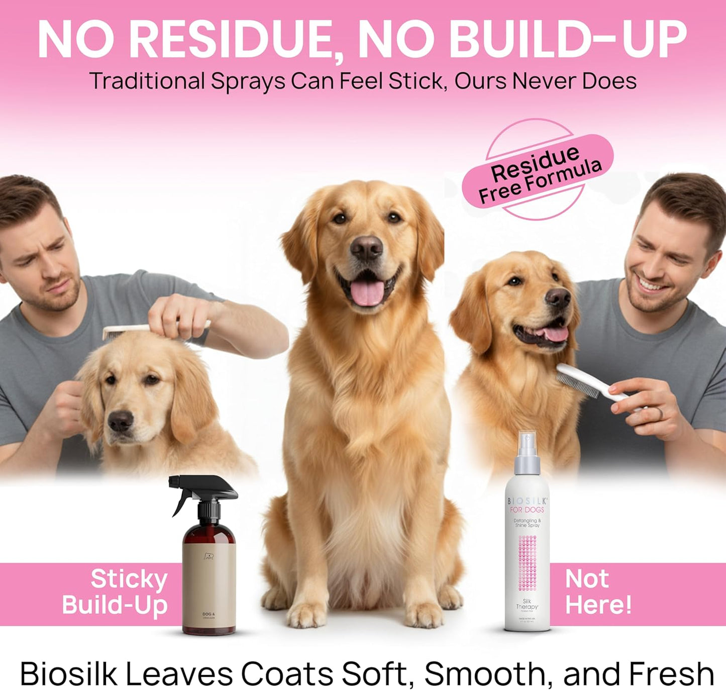 BioSilk for Dogs Detangling & Shine Spray - pH Balanced Leave-In Mist with Silk & Vitamins | 8 Fl Oz