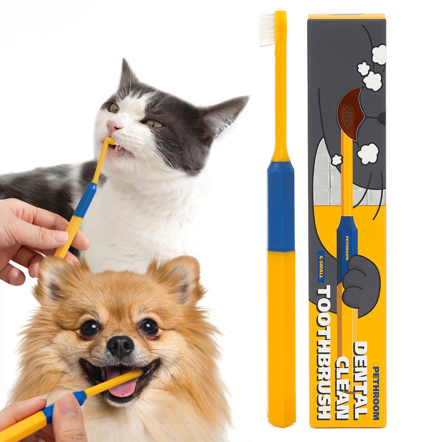 PETHROOM] Pet Toothbrush - Cats, Kitten, Small Dog Dental Care, Removing Teeth Tartar | Soft Bristle Cleaning Toothbrush Cat (Extra Small)