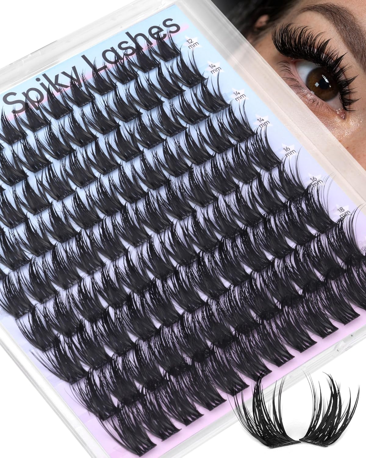 Eyelash Clusters - Wispy Manga Volume Extensions | Fluffy Spiky D Curve Lashes 12-20mm for DIY Baddie Look