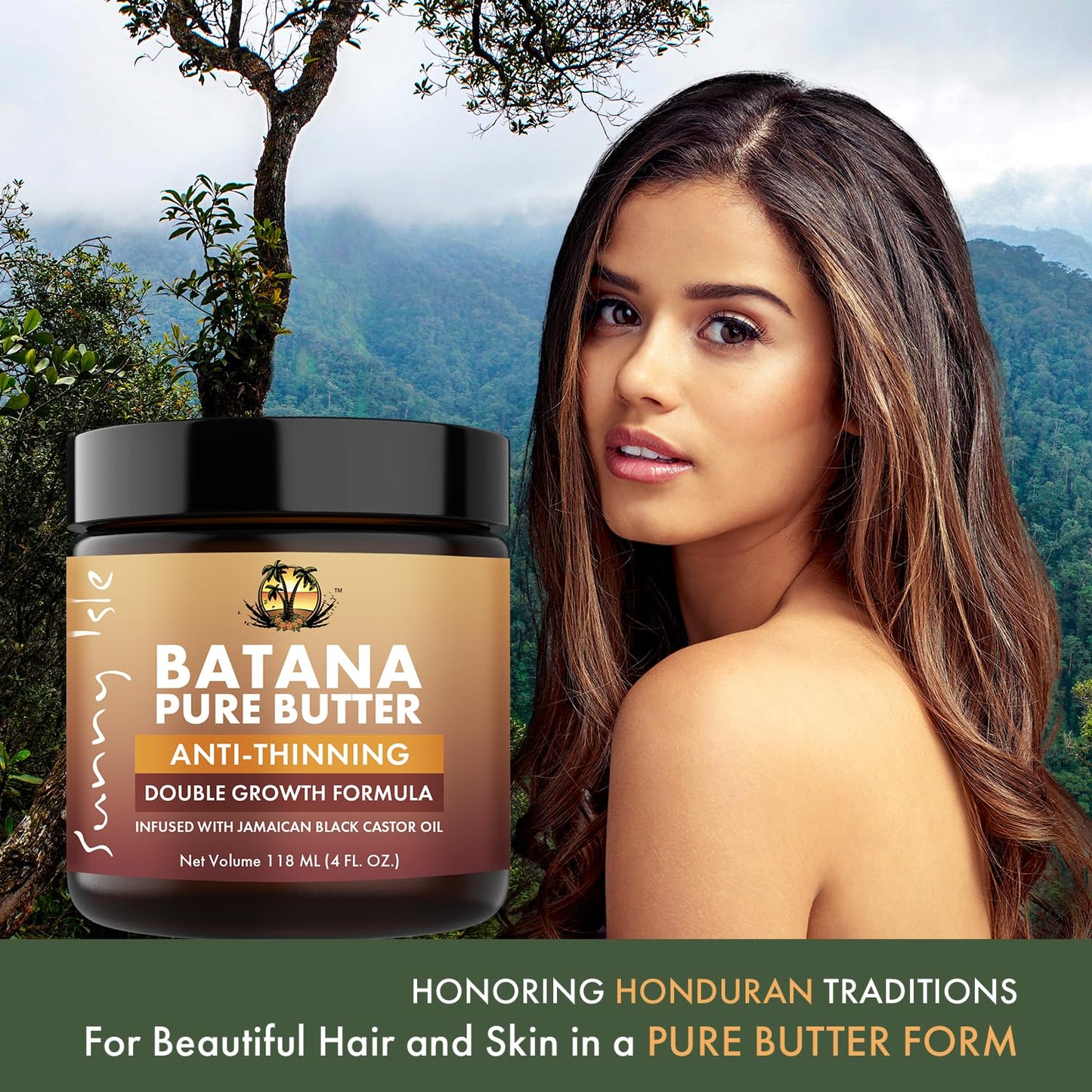 Sunny Isle Batana Pure Butter Infused with Jamaican Black Castor Oil 4 oz, Double Growth Formula